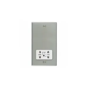 Hamilton 73SHSW Dual Voltage Shaver Socket 115V/240V - Bright Steel & White Insert