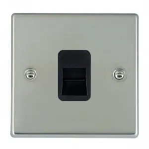 Hamilton 73TCSB 1 Gang Slave Telephone Socket - Polish Chrome & Black Insert