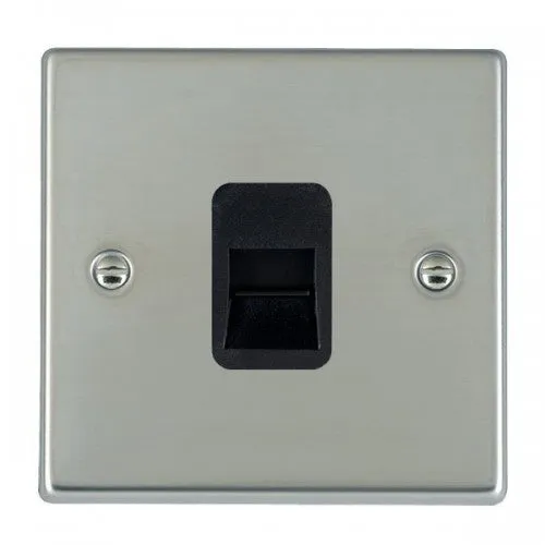 Hamilton 73TCSB 1 Gang Slave Telephone Socket - Polish Chrome & Black Insert