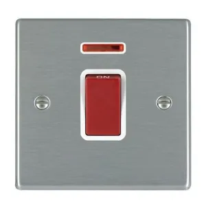 Hamilton 7445DPN-B 1 Gang 20A DP Red Rocker with Neon - Satin Steel & White