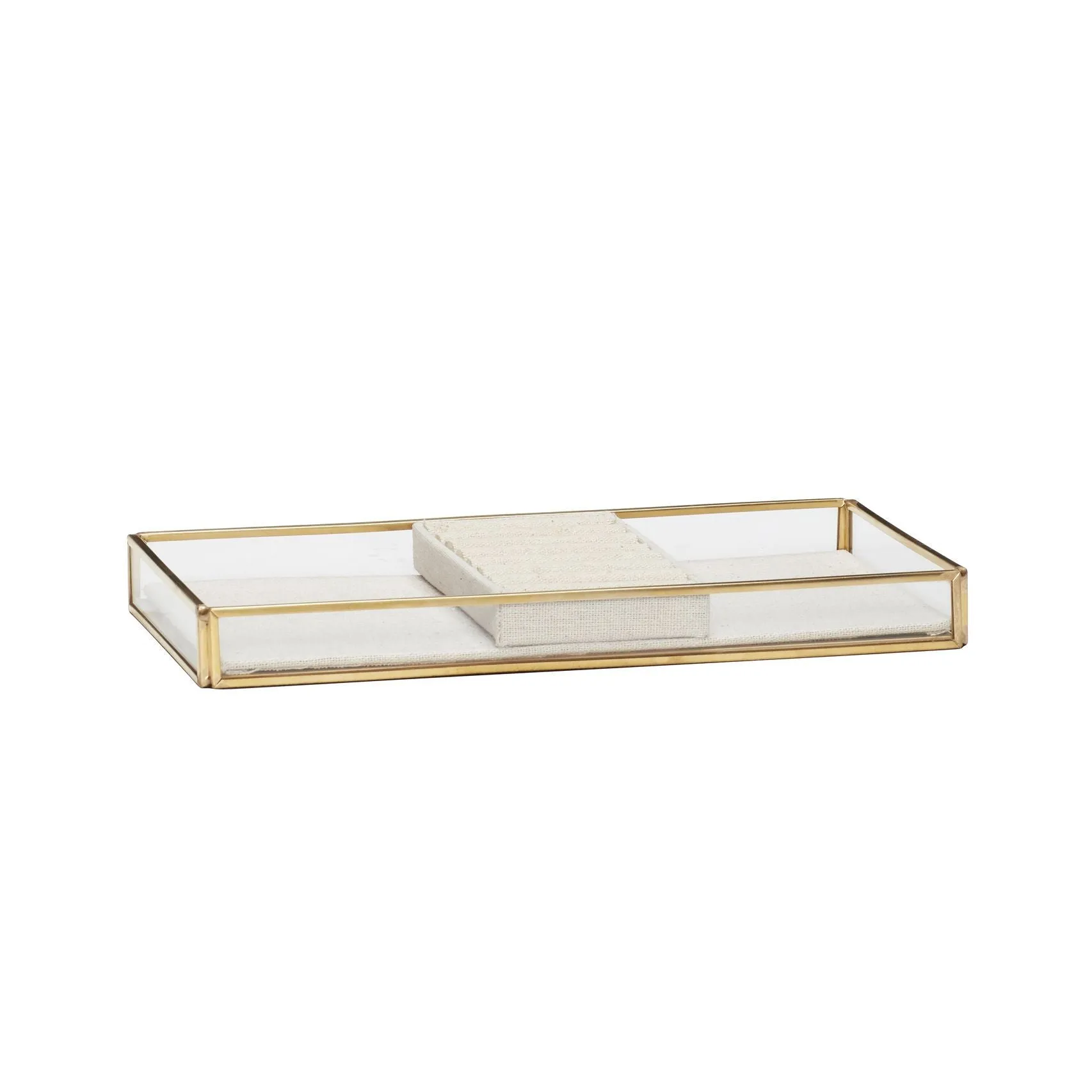 Hübsch Ecru Glass Box Brass/Glass Natural