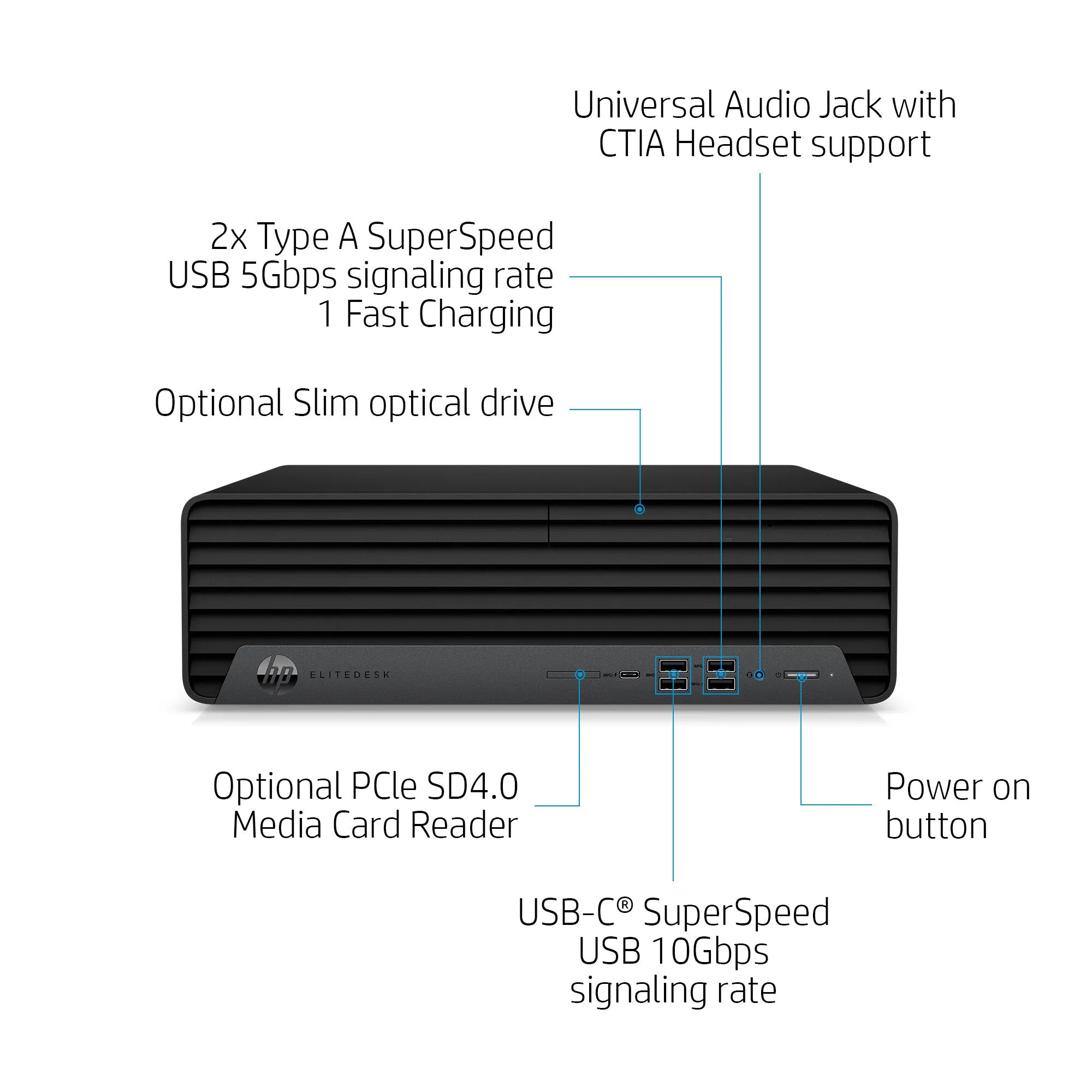HP EliteDesk 800 G6 Intel Core i5 i5-10500 8 GB DDR4-SDRAM 256 GB SSD Windows 10 Pro SFF PC Black