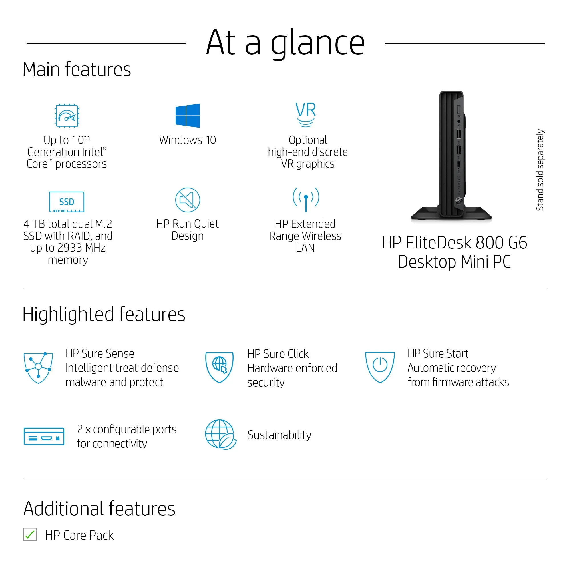 HP EliteDesk 800 G6 Intel Core i7 i7-10700T 16 GB DDR4-SDRAM 512 GB SSD Windows 11 Pro Mini PC Black