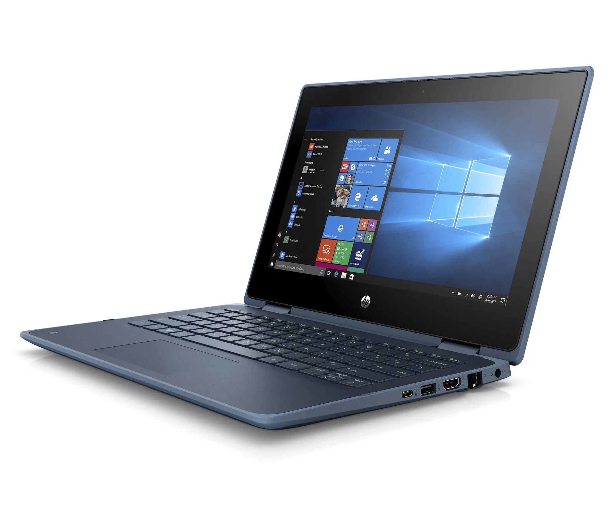 HP ProBook x360 11 G5 EE 11.6" 2-in-1 Laptop - Intel Celeron N4020, 4GB RAM, 128GB SSD, Touchscreen, Windows 10 Pro, Blue