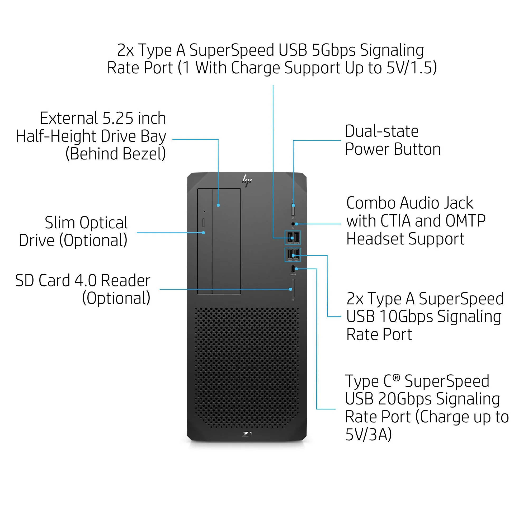 HP Z1 G8 Intel Core i7 i7-11700 16 GB DDR4-SDRAM 512 GB SSD Windows 10 Pro Tower Workstation Black