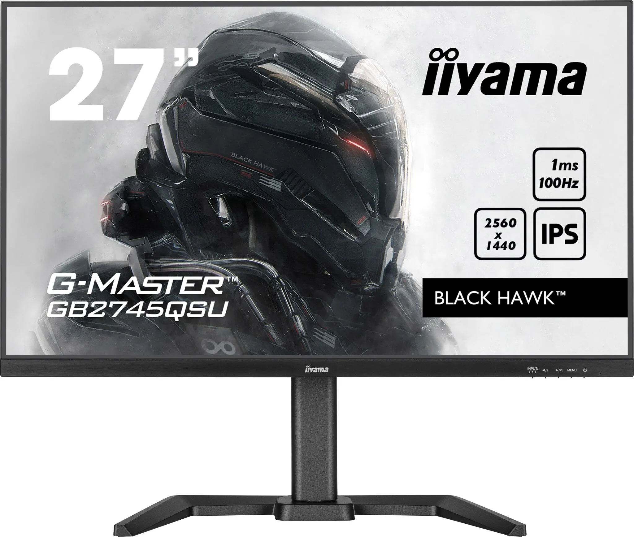 iiyama G-MASTER Black Hawk GB2745QSU-B1 27" 2K Ultra HD Gaming Monitor - 100Hz, 1ms, IPS, AMD FreeSync, Height Adjustable, Speakers, Black