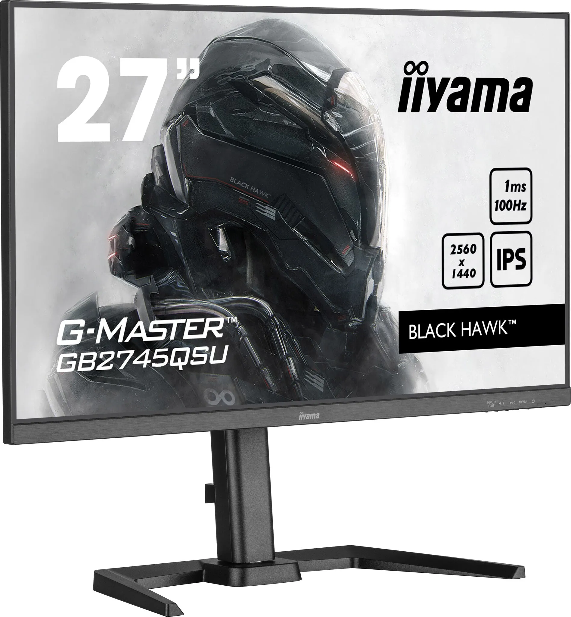 iiyama G-MASTER Black Hawk GB2745QSU-B1 27" 2K Ultra HD Gaming Monitor - 100Hz, 1ms, IPS, AMD FreeSync, Height Adjustable, Speakers, Black