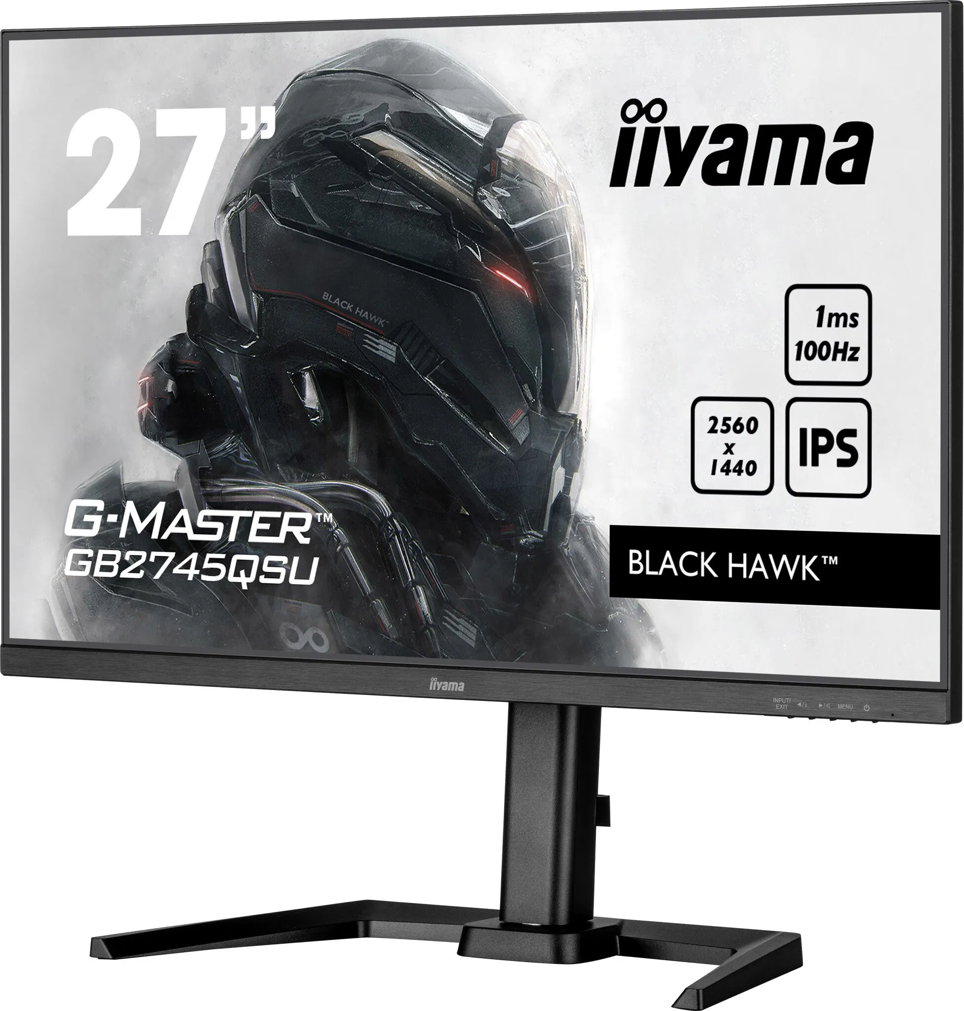 iiyama G-MASTER Black Hawk GB2745QSU-B1 27" 2K Ultra HD Gaming Monitor - 100Hz, 1ms, IPS, AMD FreeSync, Height Adjustable, Speakers, Black