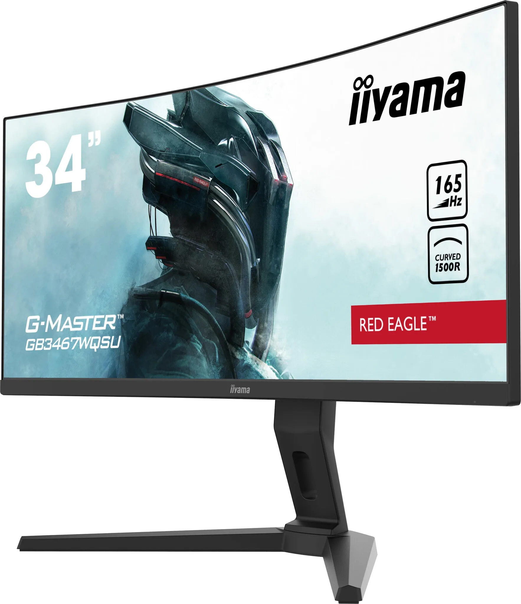 iiyama G-MASTER Red Eagle GB3467WQSU-B1 34" UltraWide Quad HD Curved Gaming Monitor - 165Hz, 0.4ms, VA, Height Adjustable, Speakers, Black