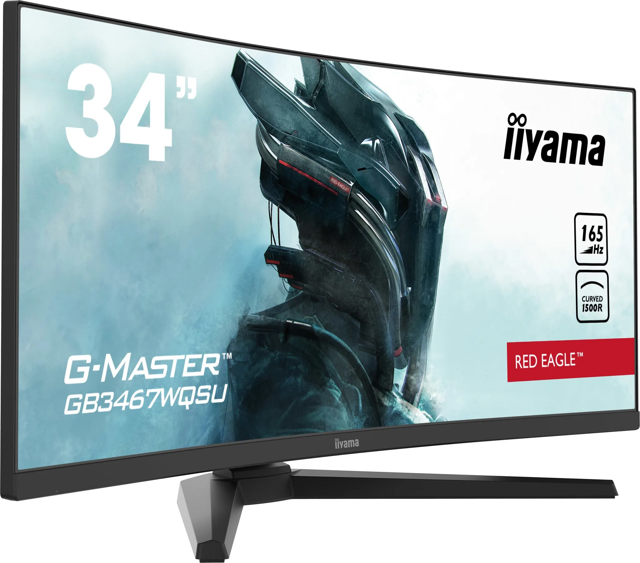 iiyama G-MASTER Red Eagle GB3467WQSU-B1 34" UltraWide Quad HD Curved Gaming Monitor - 165Hz, 0.4ms, VA, Height Adjustable, Speakers, Black