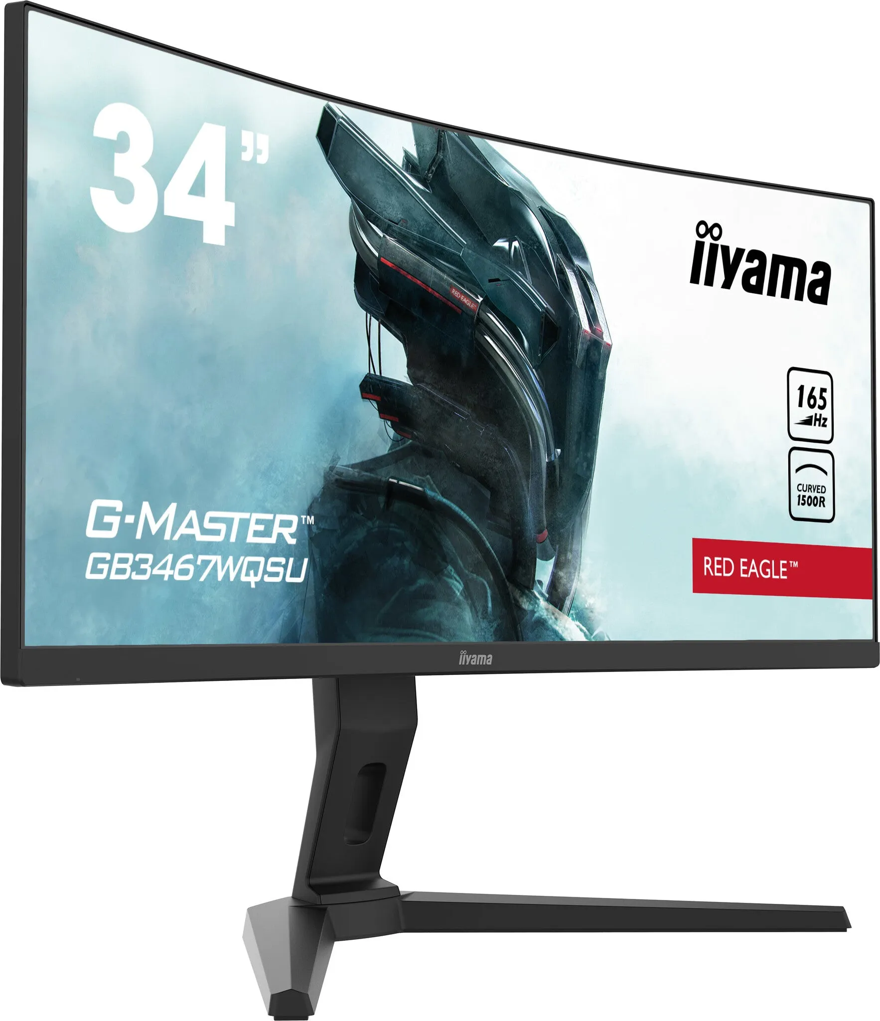 iiyama G-MASTER Red Eagle GB3467WQSU-B1 34" UltraWide Quad HD Curved Gaming Monitor - 165Hz, 0.4ms, VA, Height Adjustable, Speakers, Black