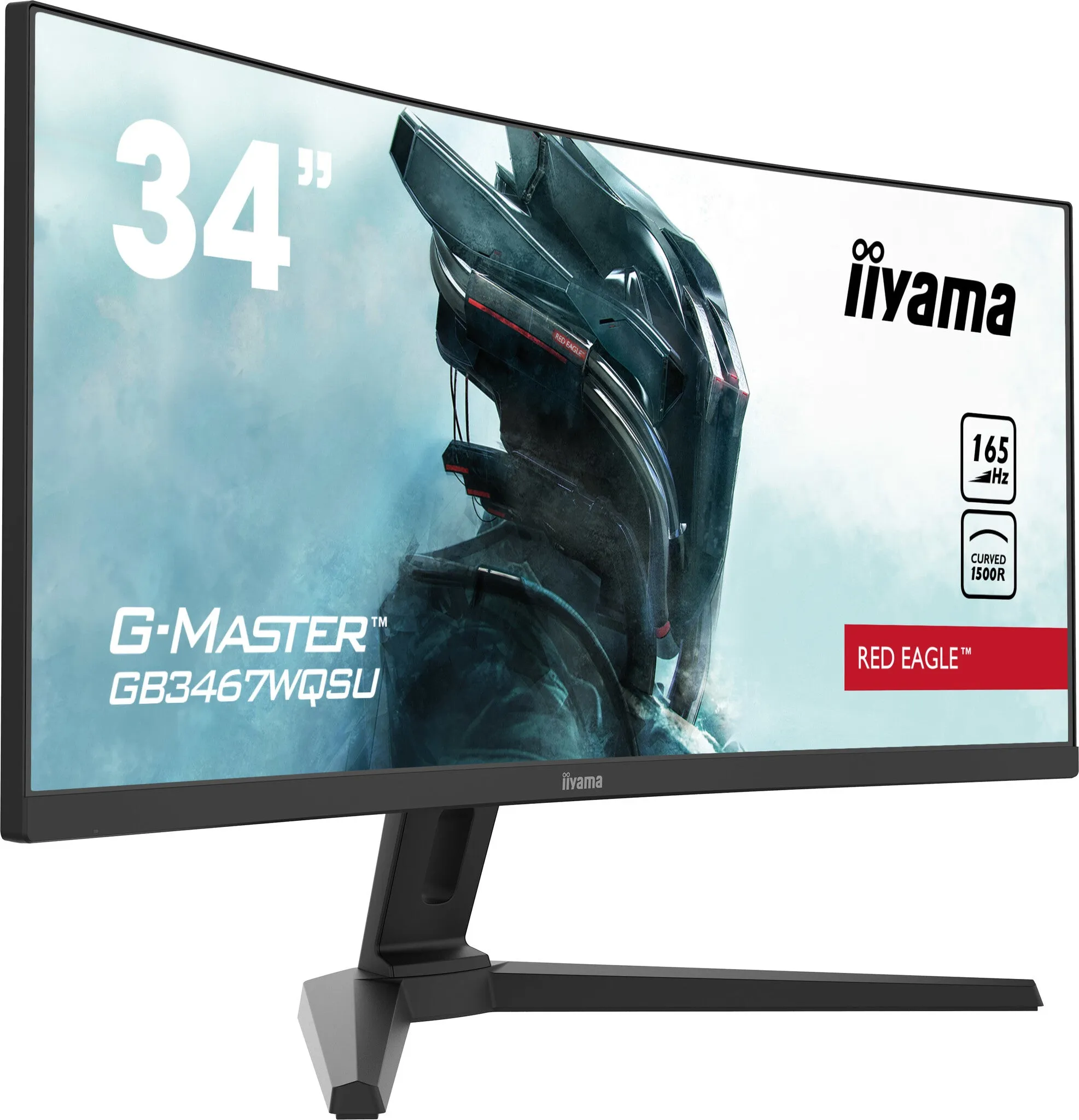 iiyama G-MASTER Red Eagle GB3467WQSU-B1 34" UltraWide Quad HD Curved Gaming Monitor - 165Hz, 0.4ms, VA, Height Adjustable, Speakers, Black