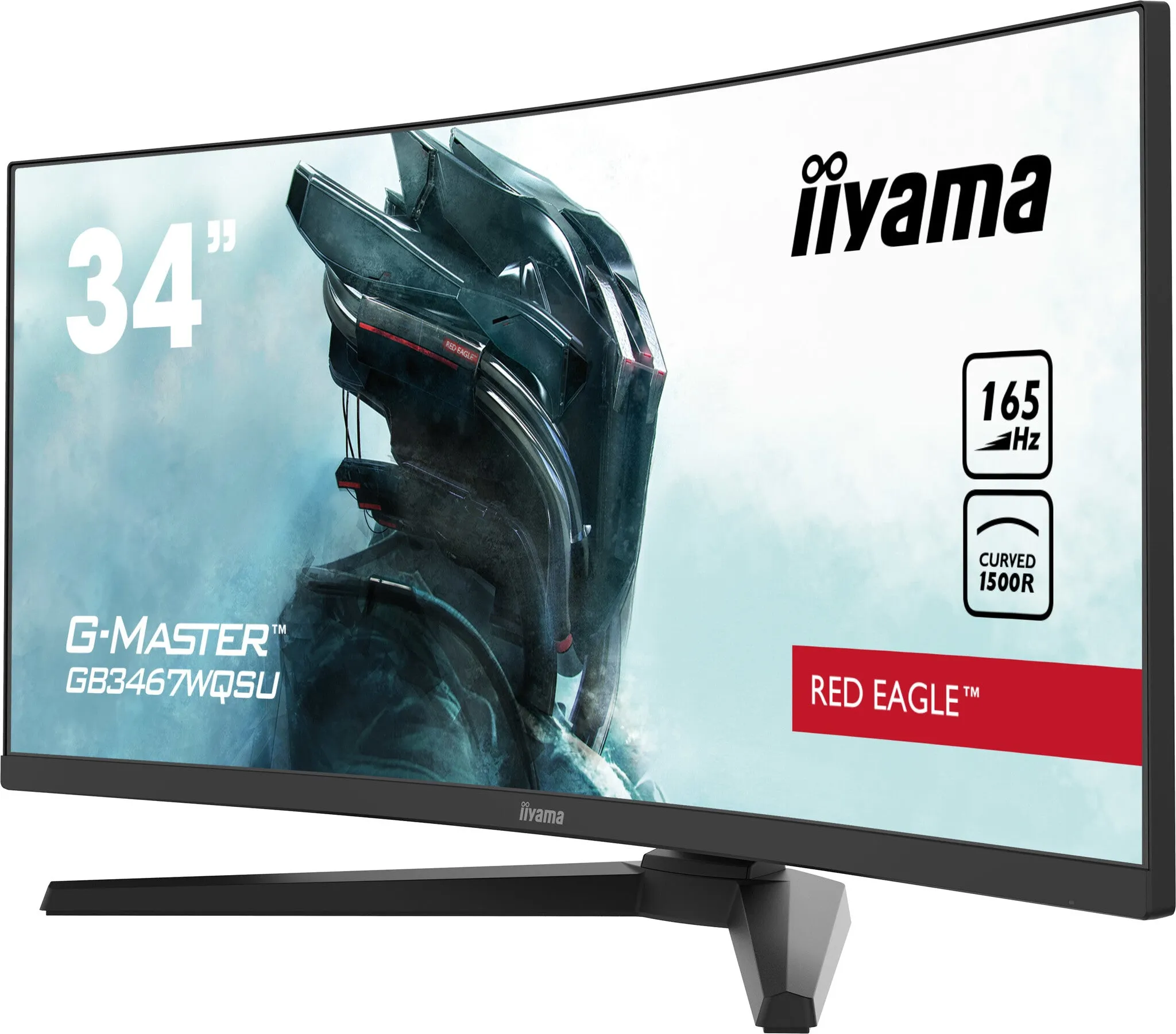 iiyama G-MASTER Red Eagle GB3467WQSU-B1 34" UltraWide Quad HD Curved Gaming Monitor - 165Hz, 0.4ms, VA, Height Adjustable, Speakers, Black
