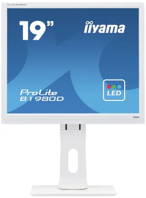 iiyama ProLite B1980D-W1 19" SXGA Monitor - 60Hz, 5ms, TN, Height Adjustable, White