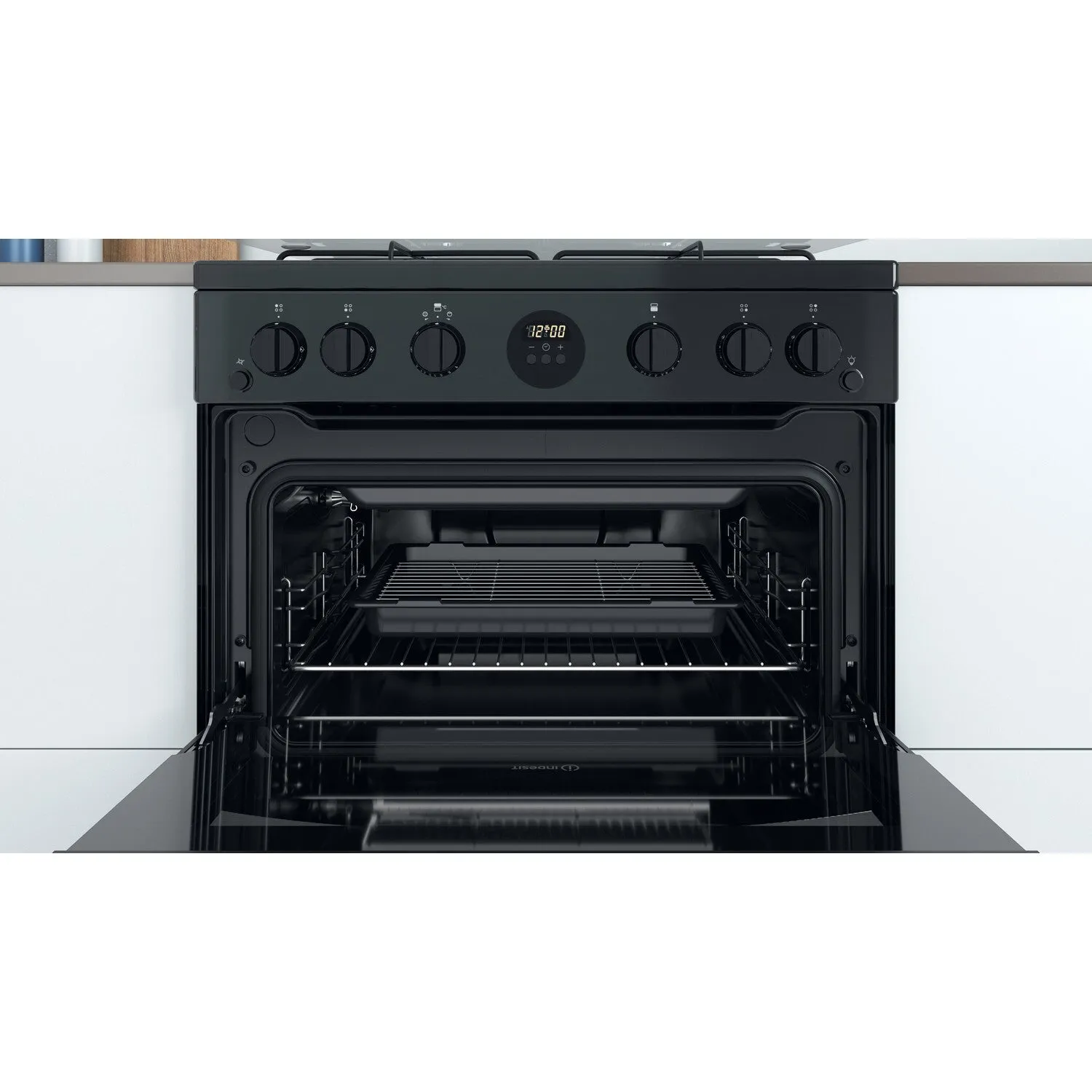 Indesit ID67G0MCB/UK Freestanding Gas Cooker - Black