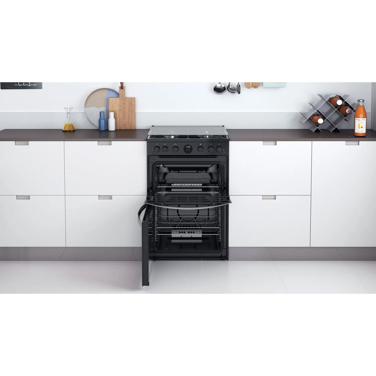 Indesit ID67G0MCB/UK Freestanding Gas Cooker - Black