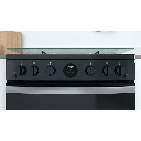 Indesit ID67G0MCB/UK Freestanding Gas Cooker - Black