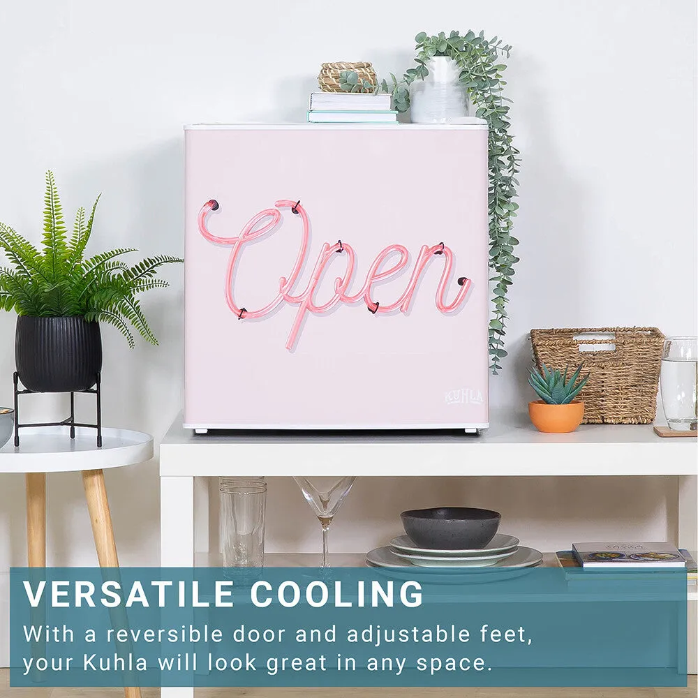 Kuhla KTTF0E6W-1025, Pink Open Sign Design 45L Table Top Fridge