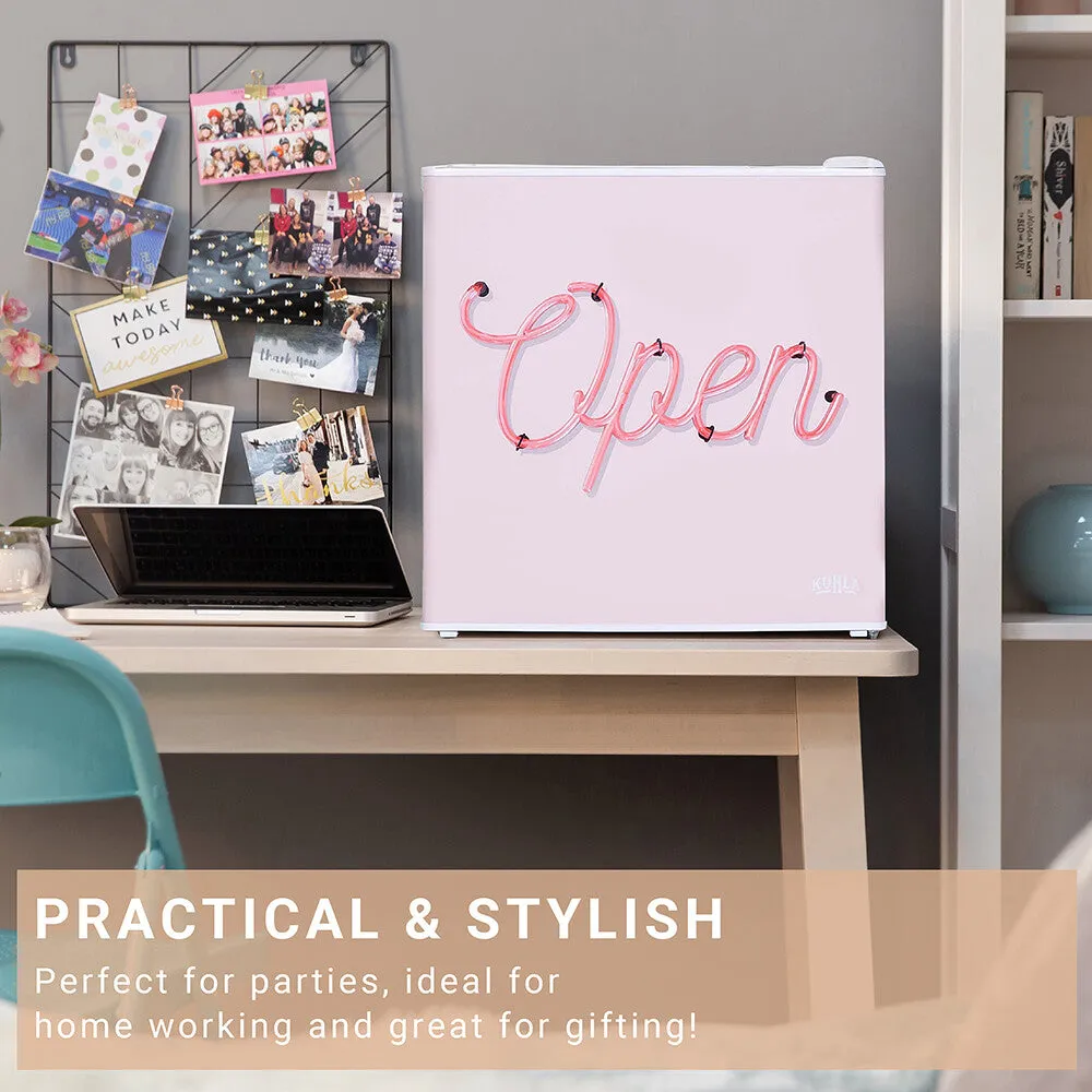Kuhla KTTF0E6W-1025, Pink Open Sign Design 45L Table Top Fridge