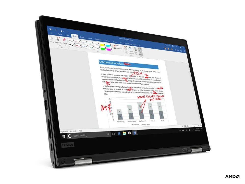 Lenovo ThinkPad L13 Yoga G2 13.3" 2-in-1 Laptop - AMD Ryzen 5 PRO 5650U, 8GB RAM, 256GB SSD, Touchscreen, Windows 10 Pro, Black