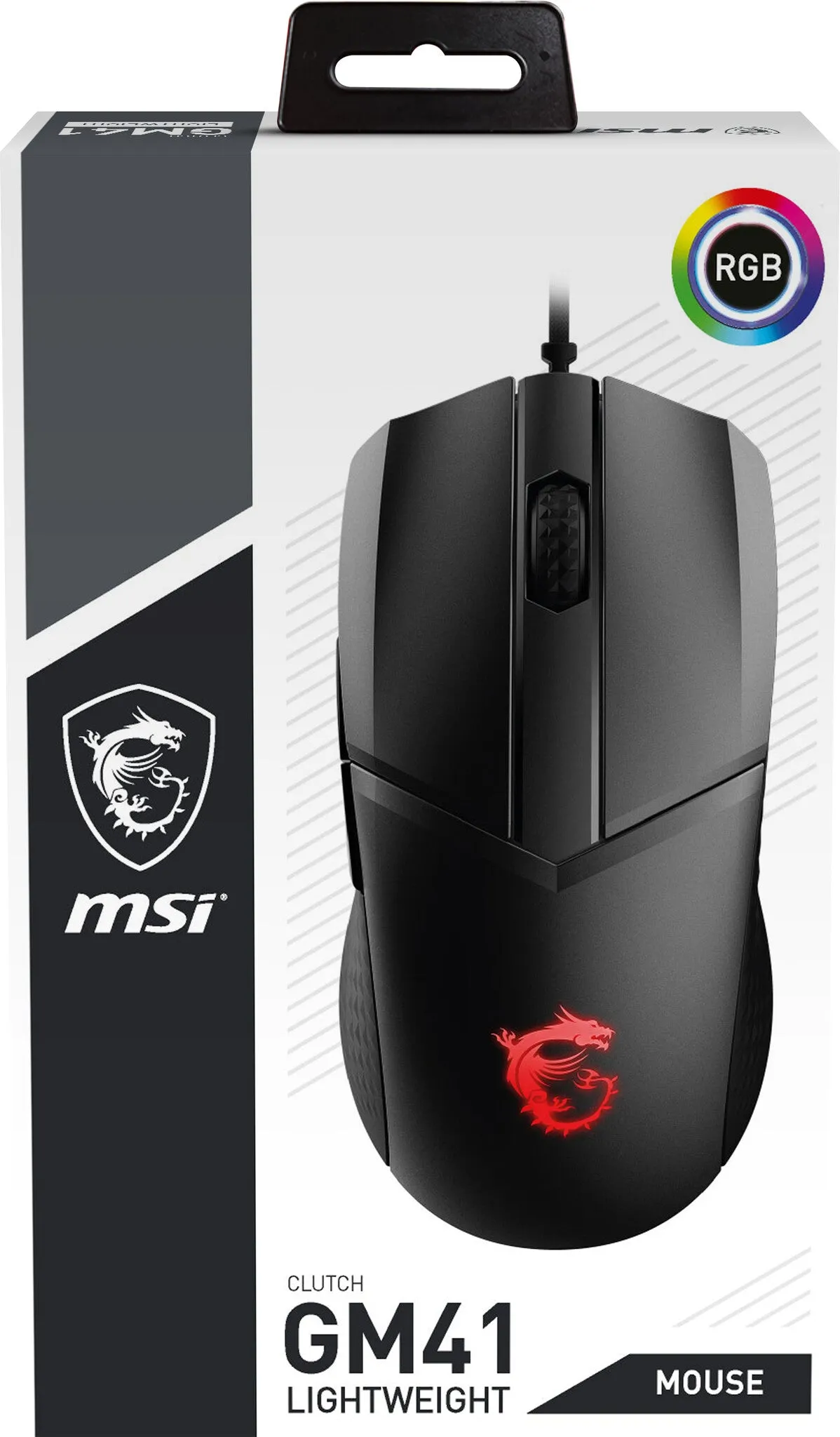 MSI CLUTCH GM41 LIGHTWEIGHT RGB FPS Gaming Mouse 'upto 16000 DPI Fast Optical Sensor, 65g weight, Frixion Free Cable, Symmetrical design, OMRON Switch with 60  Million Clicks, Dragon Center Supported, NVIDIA REFLEX Compatible'
