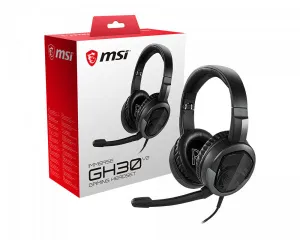 MSI IMMERSE GH30 V2 Gaming Headset 'Black with Iconic Dragon Logo, Wired Inline Audio with splitter accessory, 40mm Drivers, detachable Mic, easy foldable design'