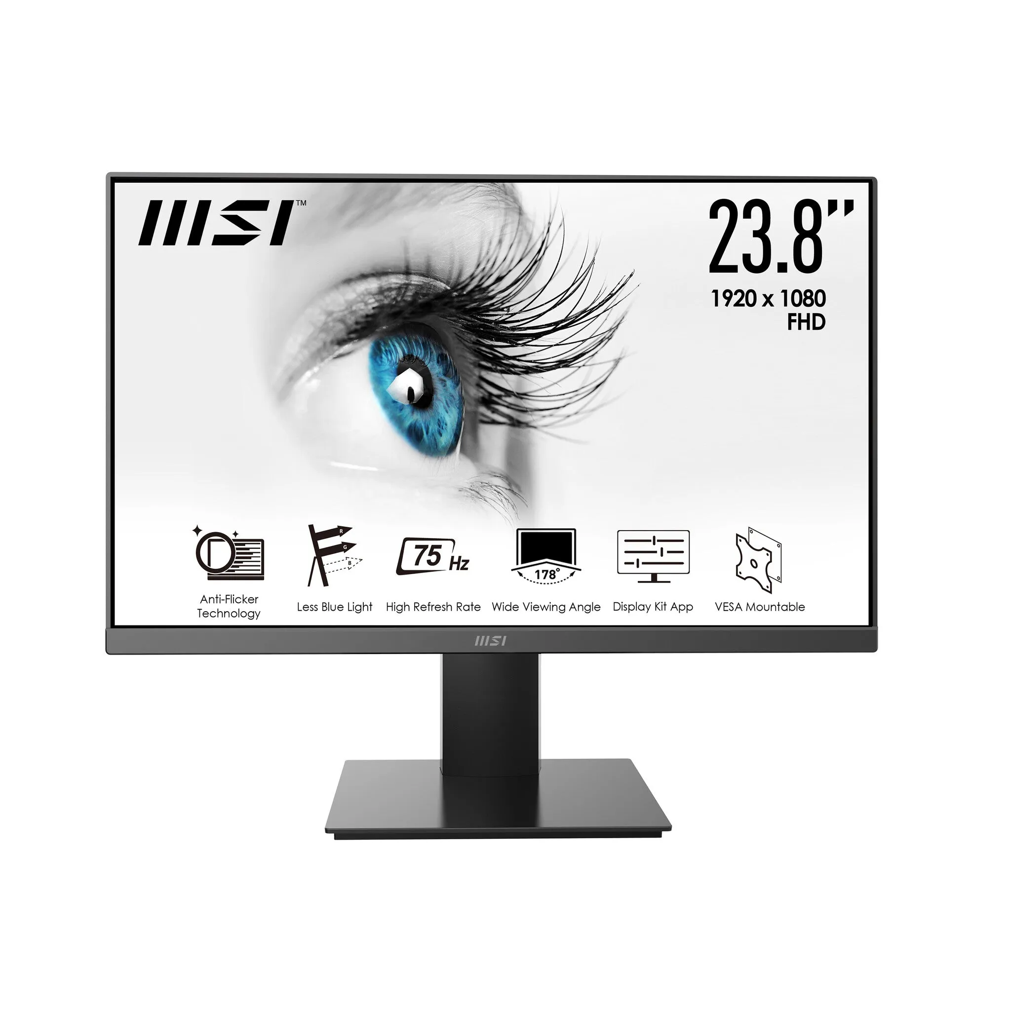 MSI Pro MP241X 23.8" Full HD Monitor - 75Hz, 4ms, VA, AdaptiveSync, Black