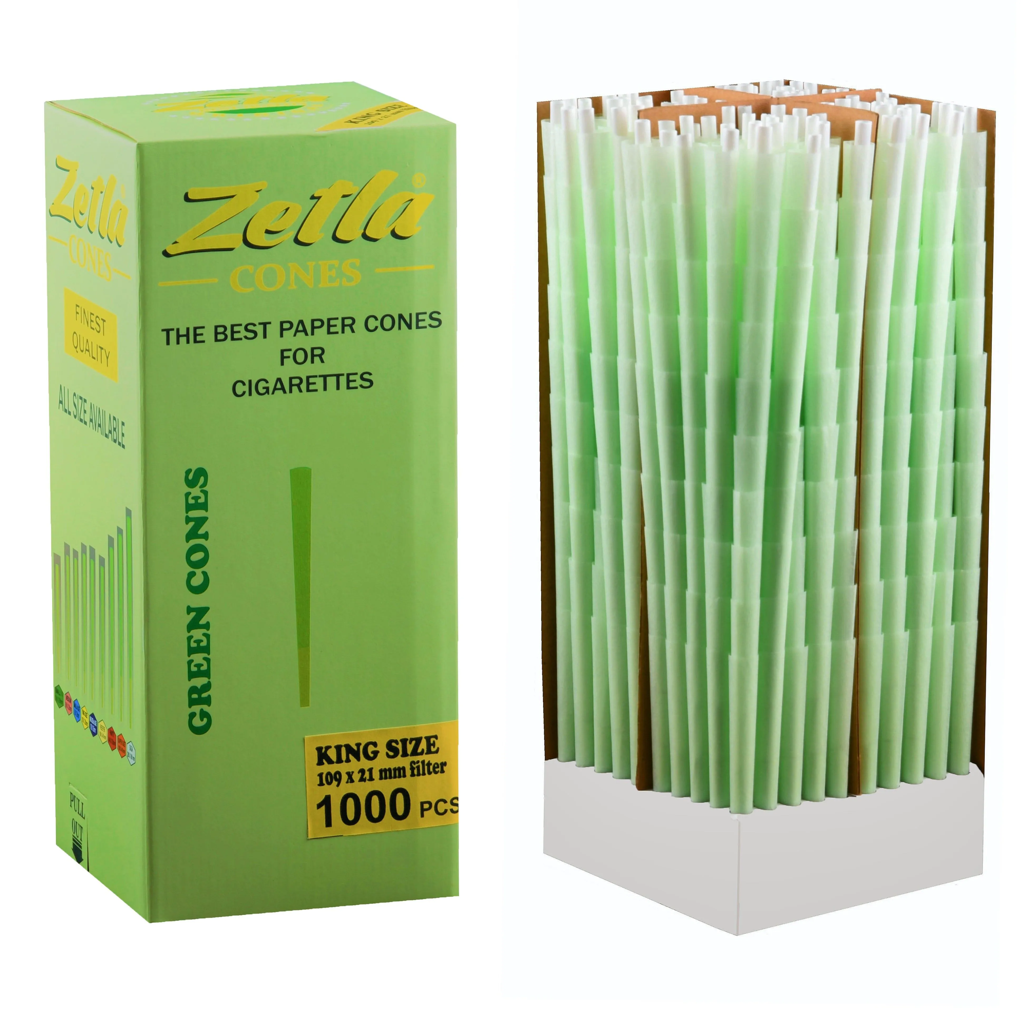Pre-Rolled Cones Zetla Green King Size (1000 Pcs)