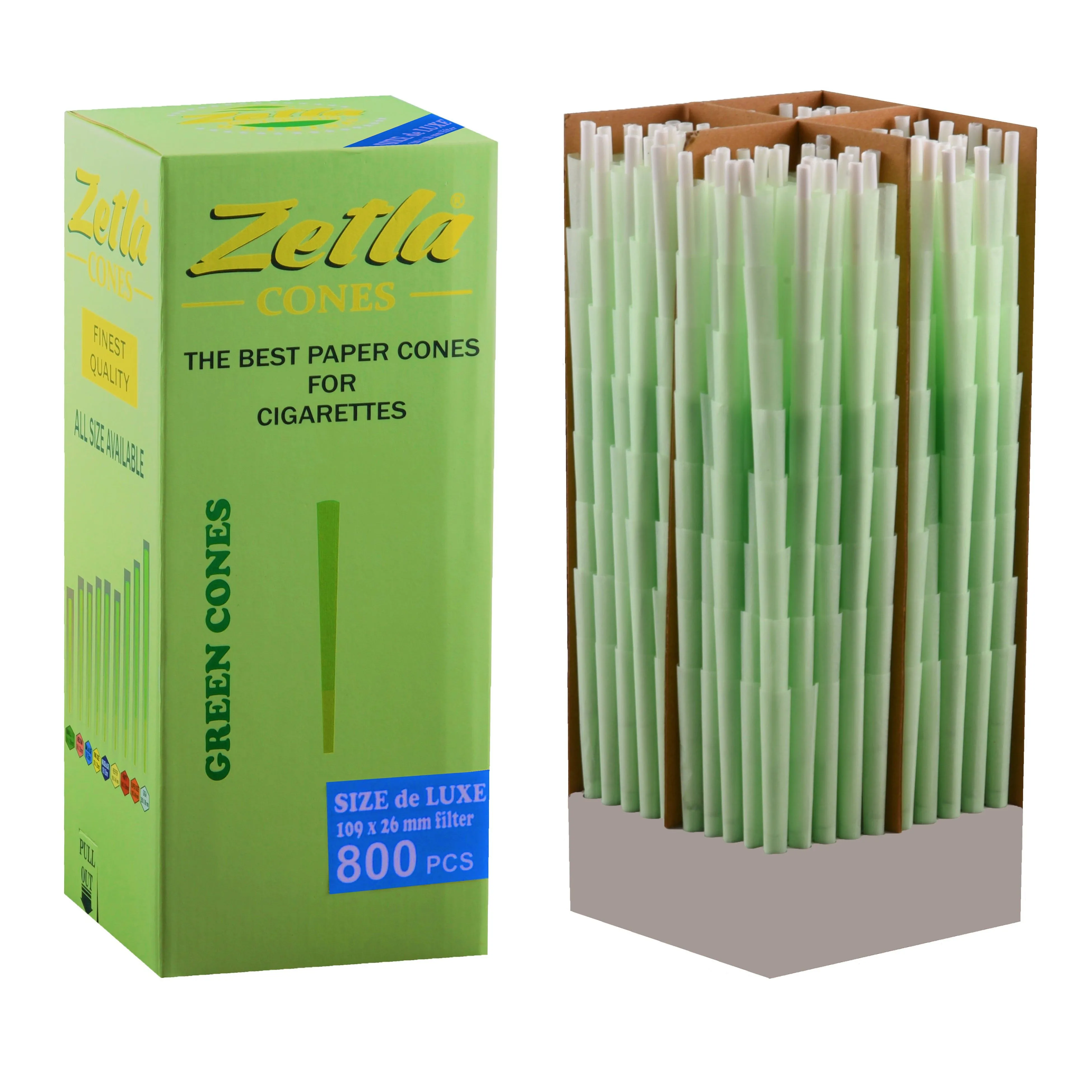 Pre-Rolled Cones Zetla Green King Size De Luxe (800 Pcs)