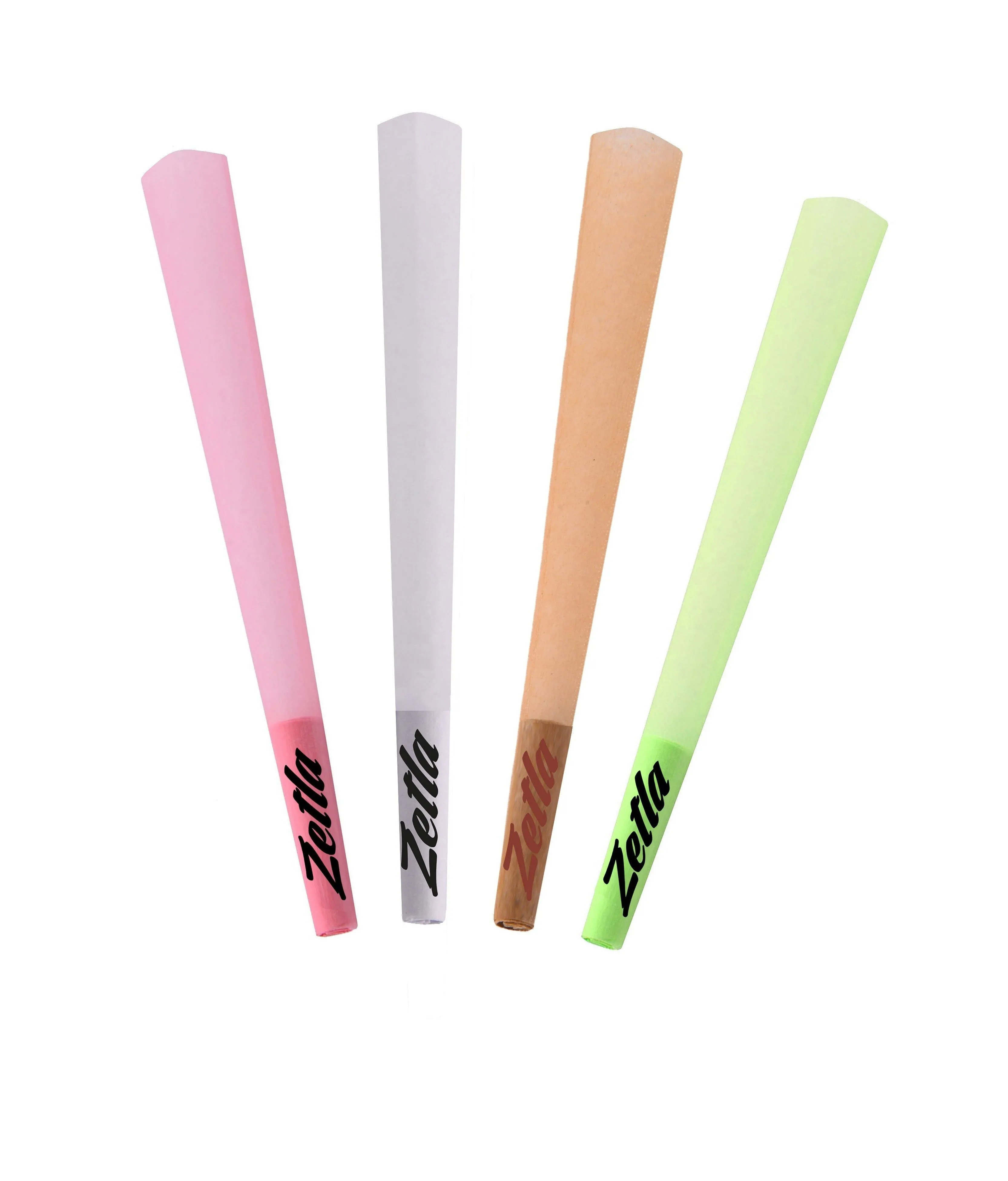 Pre Rolled Cones Zetla King Size Deluxe ( 12 ) Pcs White   Pink   Brown   Green
