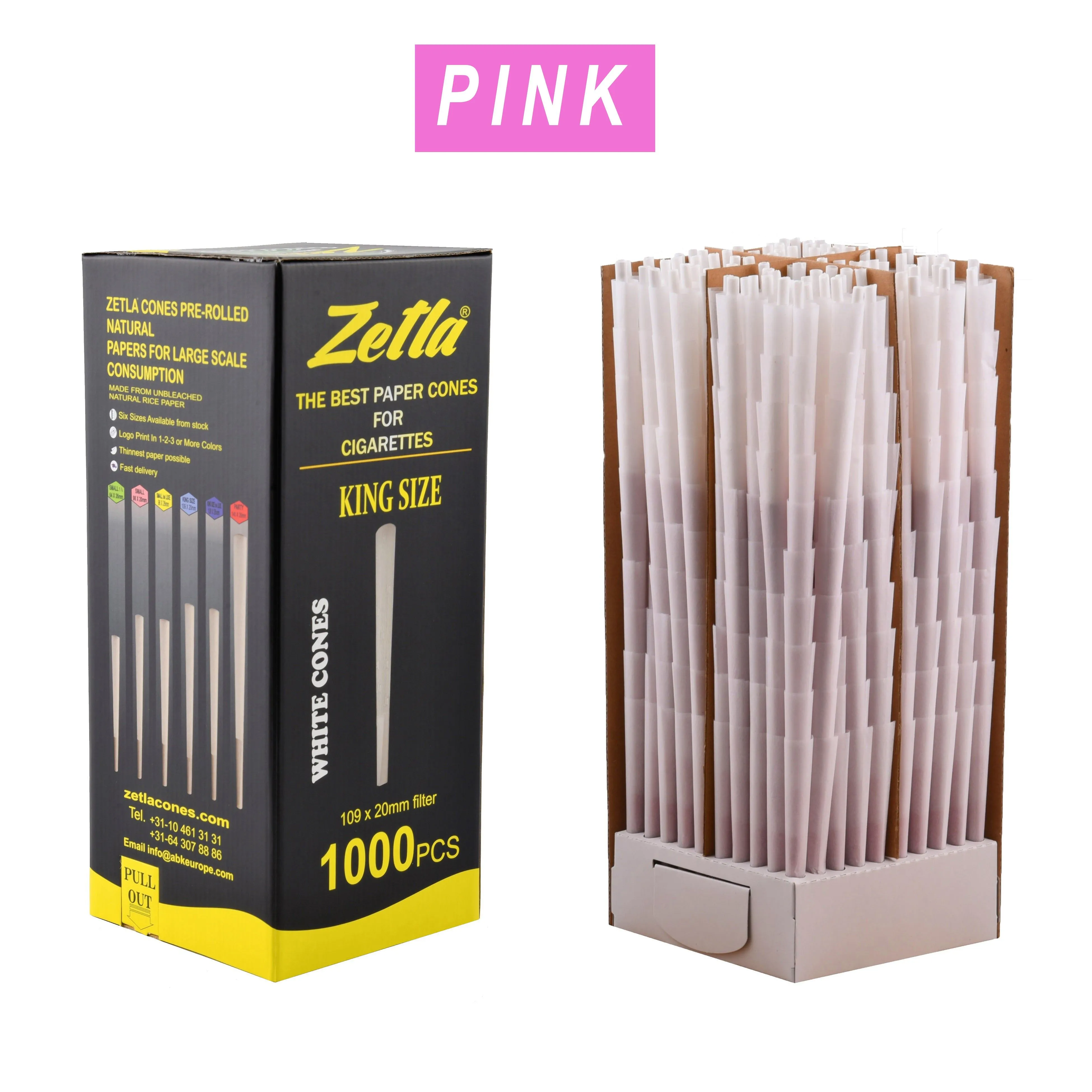 Pre-Rolled Cones Zetla King Size With Pink Filters (1000 Pcs)