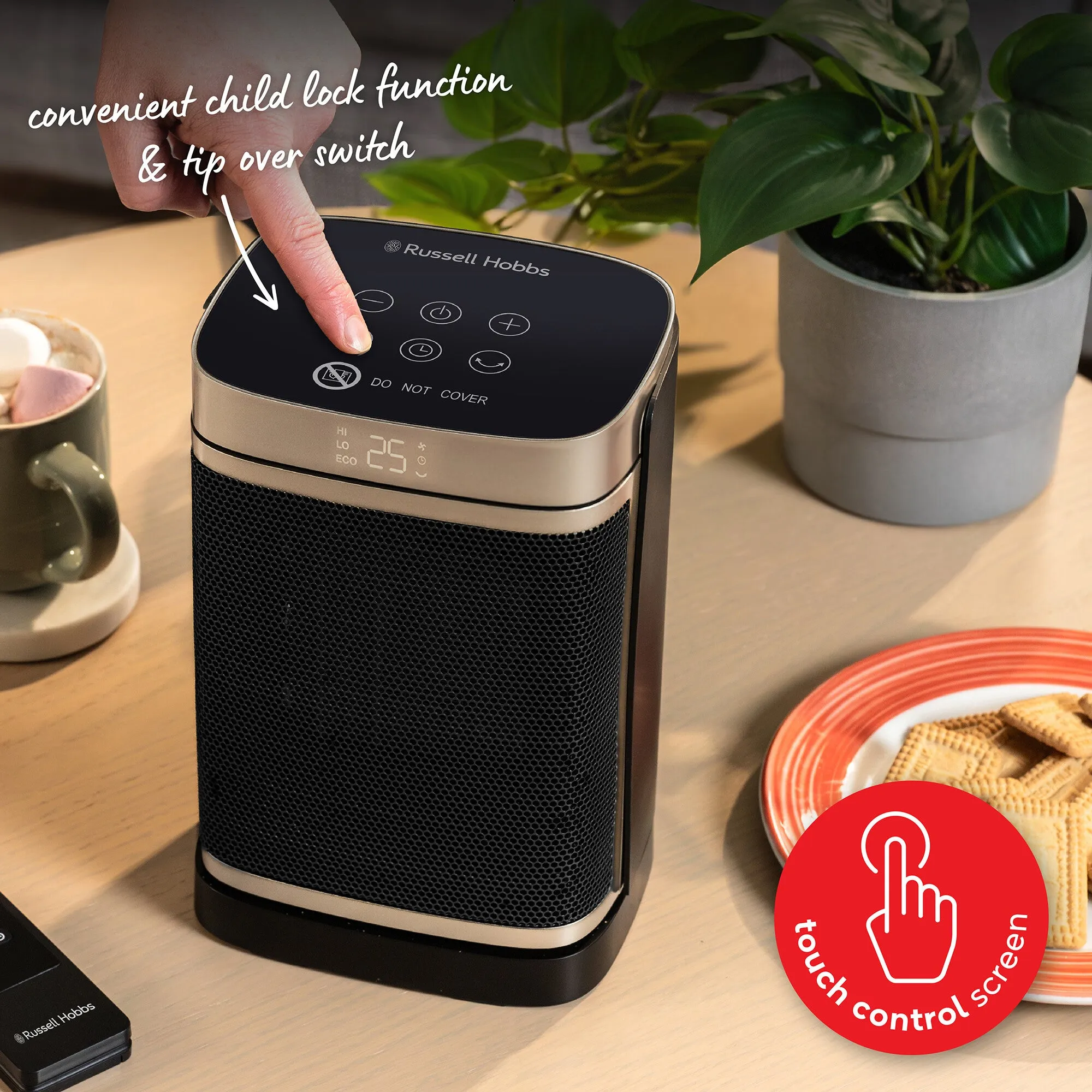 Russell Hobbs RHCH2001G electric space heater Indoor Black, Gold 1500 W Fan electric space heater