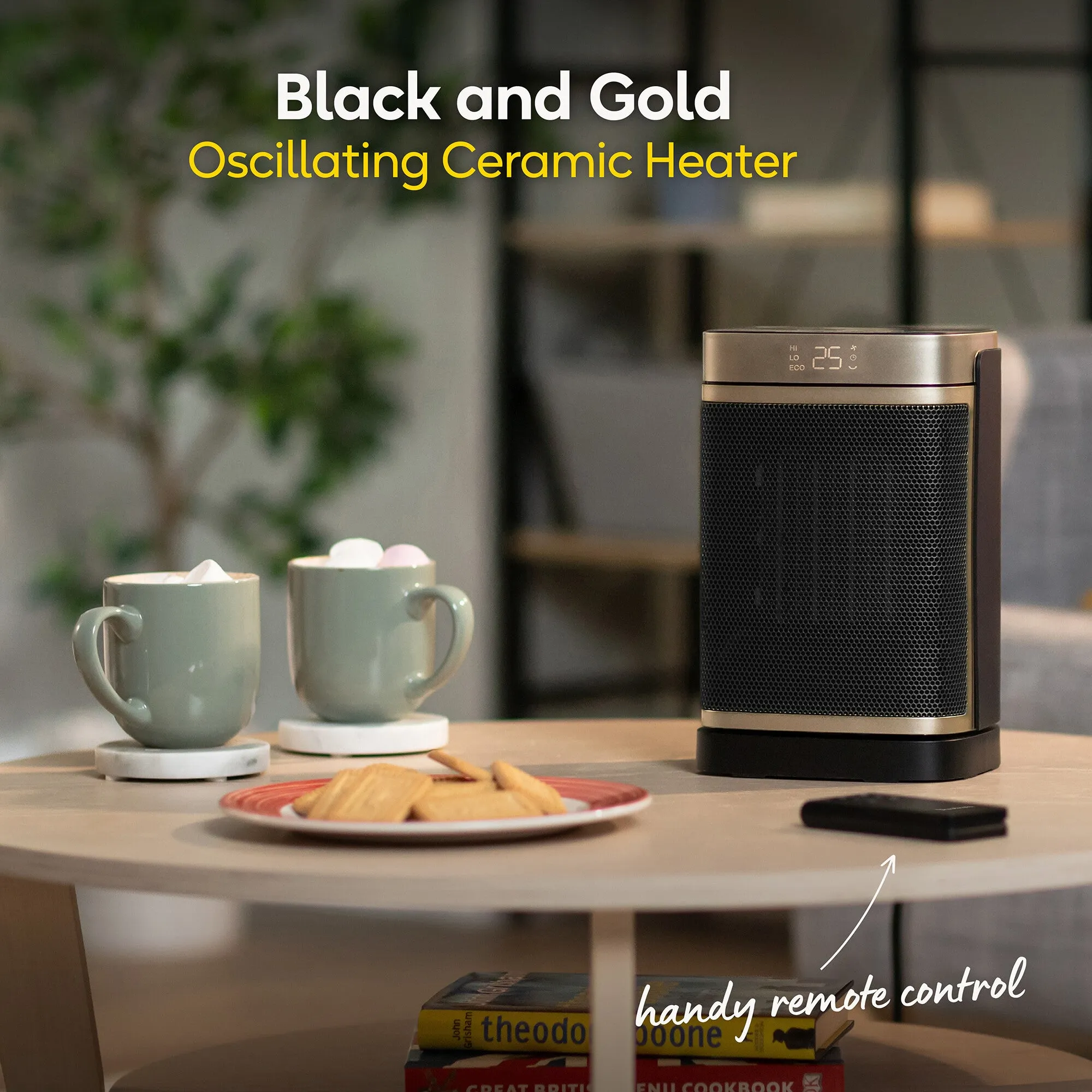 Russell Hobbs RHCH2001G electric space heater Indoor Black, Gold 1500 W Fan electric space heater
