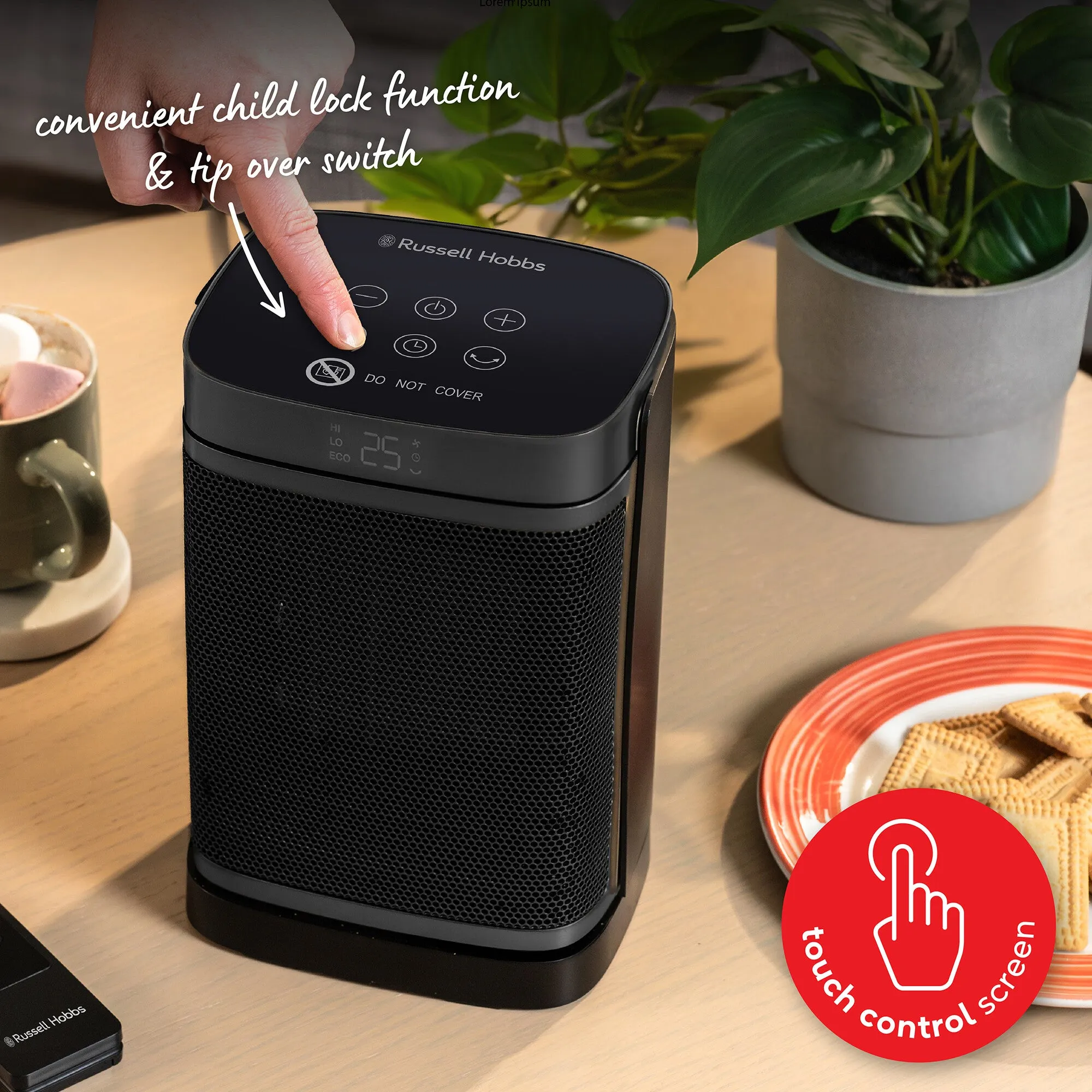 Russell Hobbs RHCH2001S electric space heater Indoor Black, Silver 1500 W Fan electric space heater