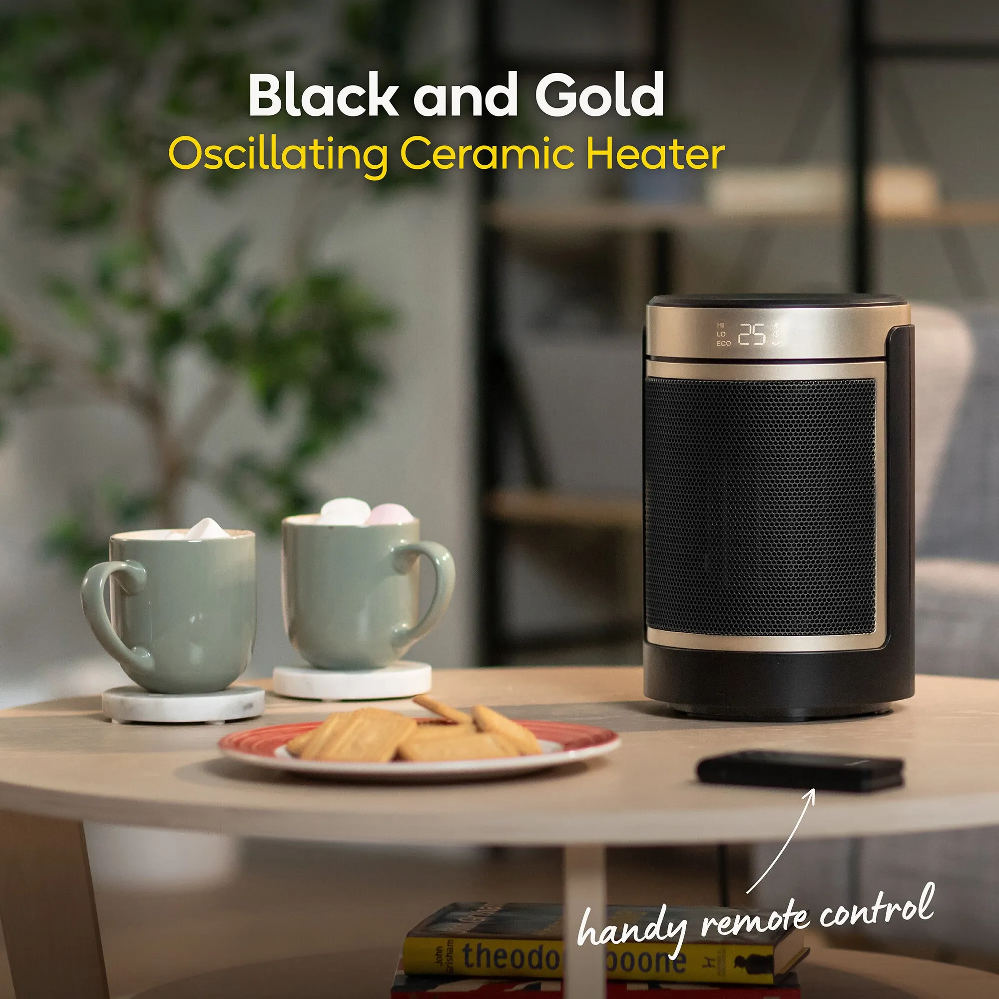 Russell Hobbs RHCH2002G electric space heater Indoor Black, Gold 1500 W Fan electric space heater