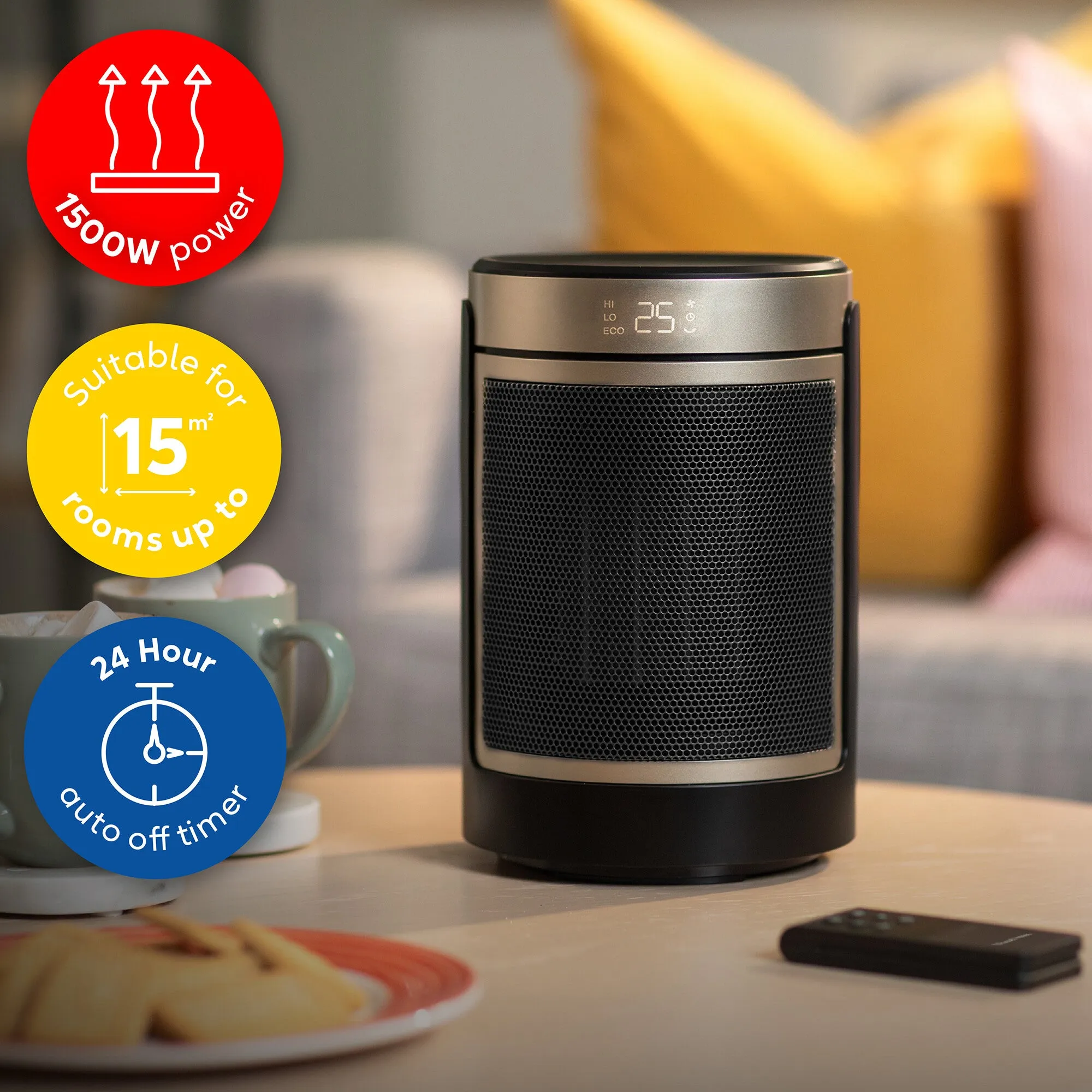 Russell Hobbs RHCH2002G electric space heater Indoor Black, Gold 1500 W Fan electric space heater