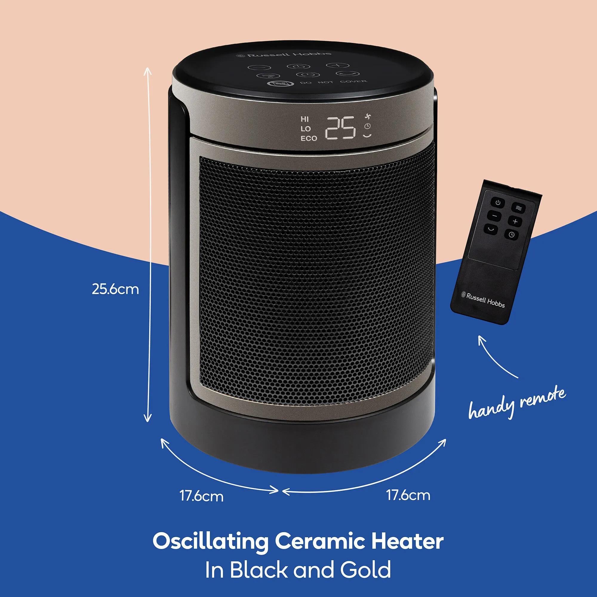 Russell Hobbs RHCH2002G electric space heater Indoor Black, Gold 1500 W Fan electric space heater