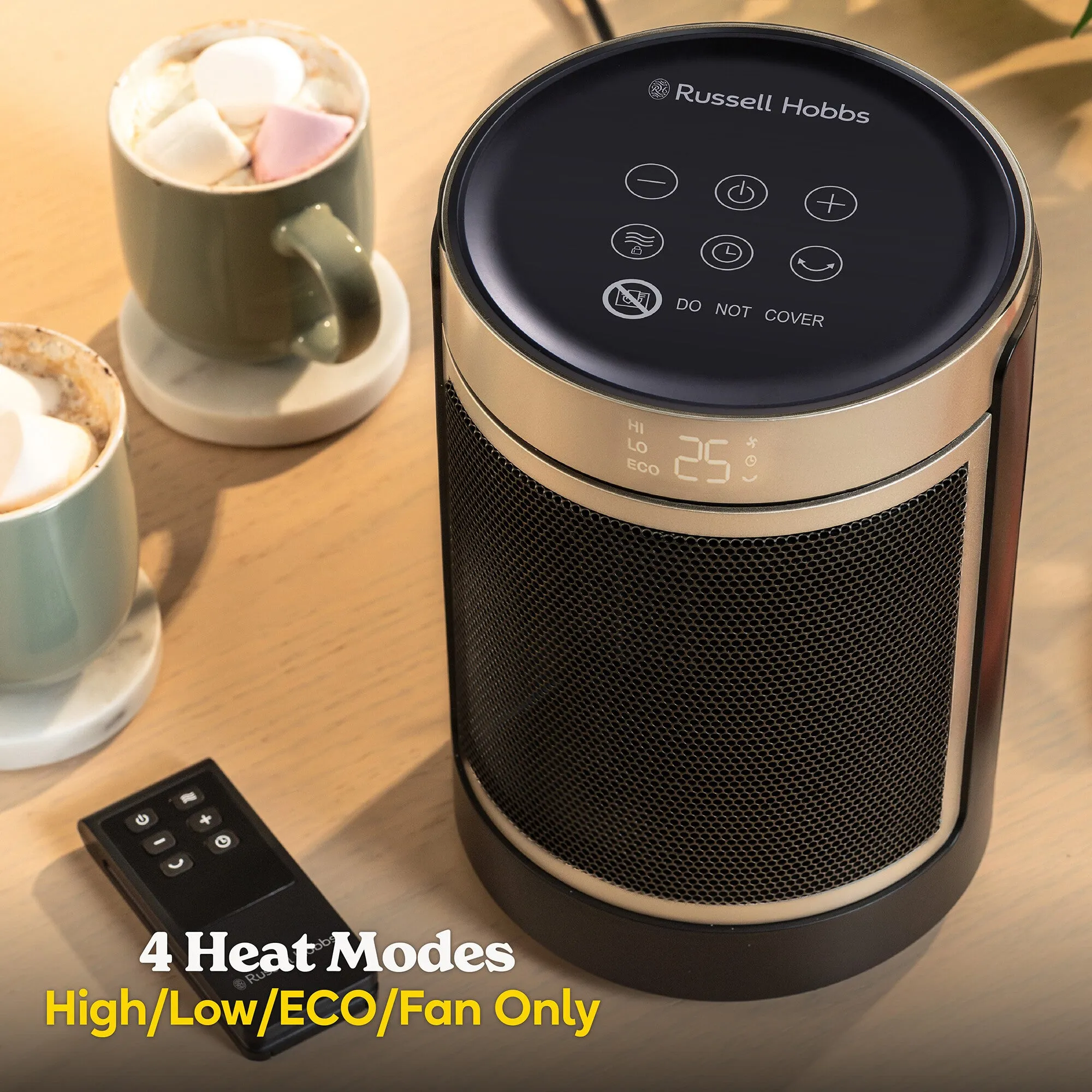 Russell Hobbs RHCH2002G electric space heater Indoor Black, Gold 1500 W Fan electric space heater