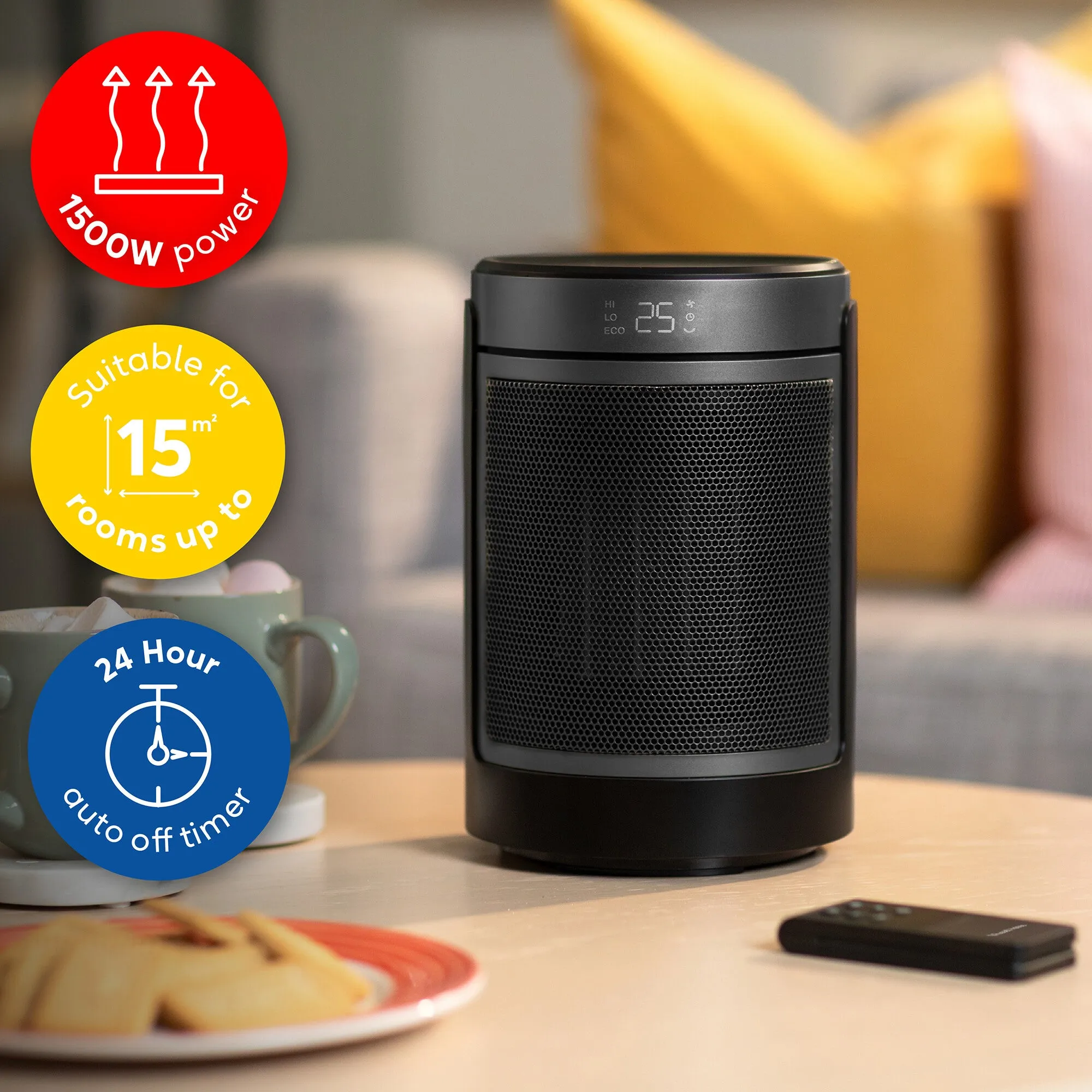Russell Hobbs RHCH2002S electric space heater Indoor Black, Silver 1500 W Fan electric space heater