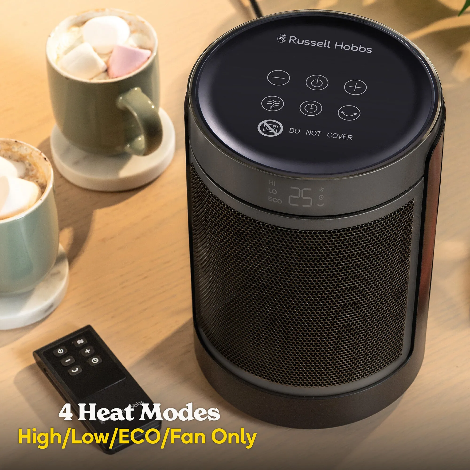 Russell Hobbs RHCH2002S electric space heater Indoor Black, Silver 1500 W Fan electric space heater