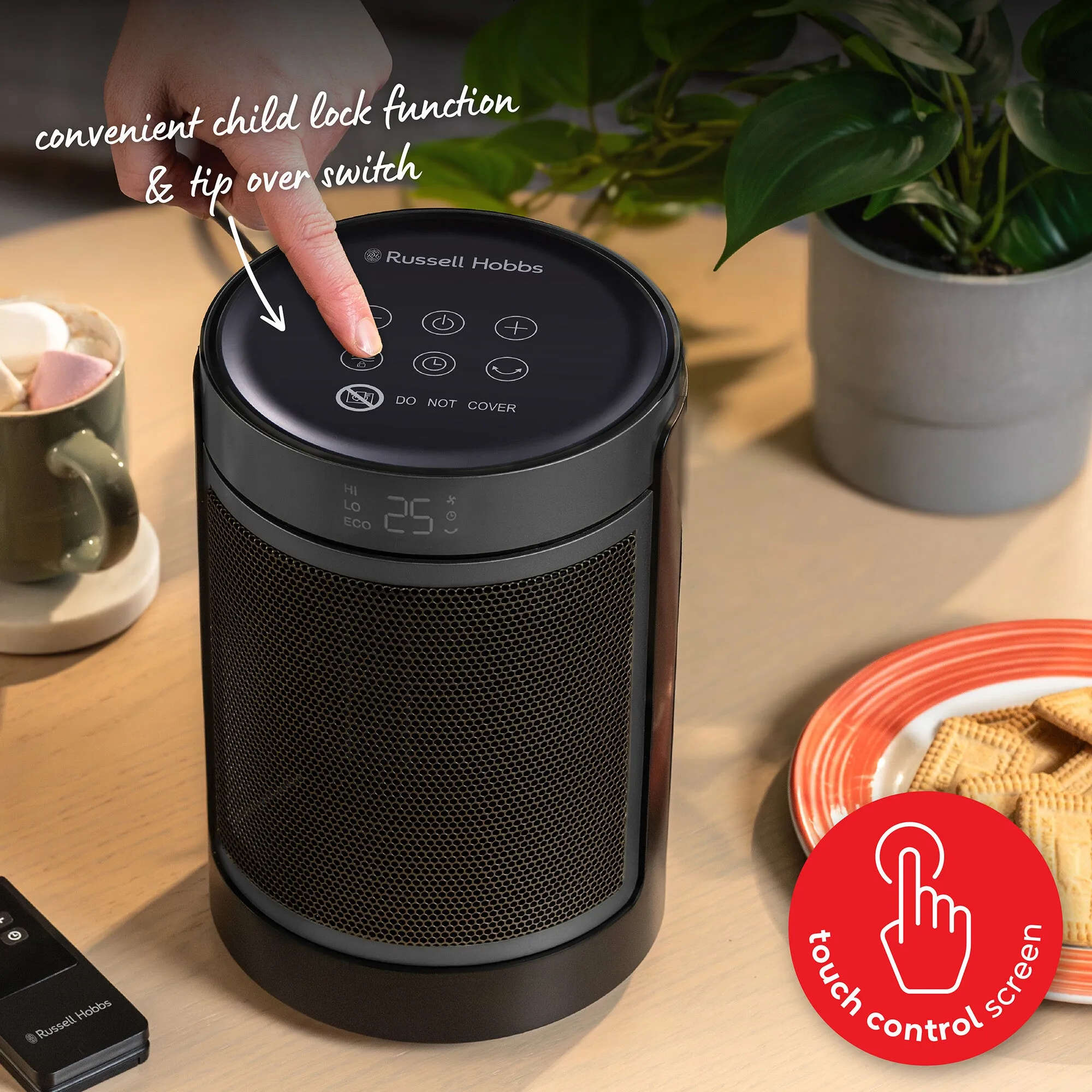 Russell Hobbs RHCH2002S electric space heater Indoor Black, Silver 1500 W Fan electric space heater