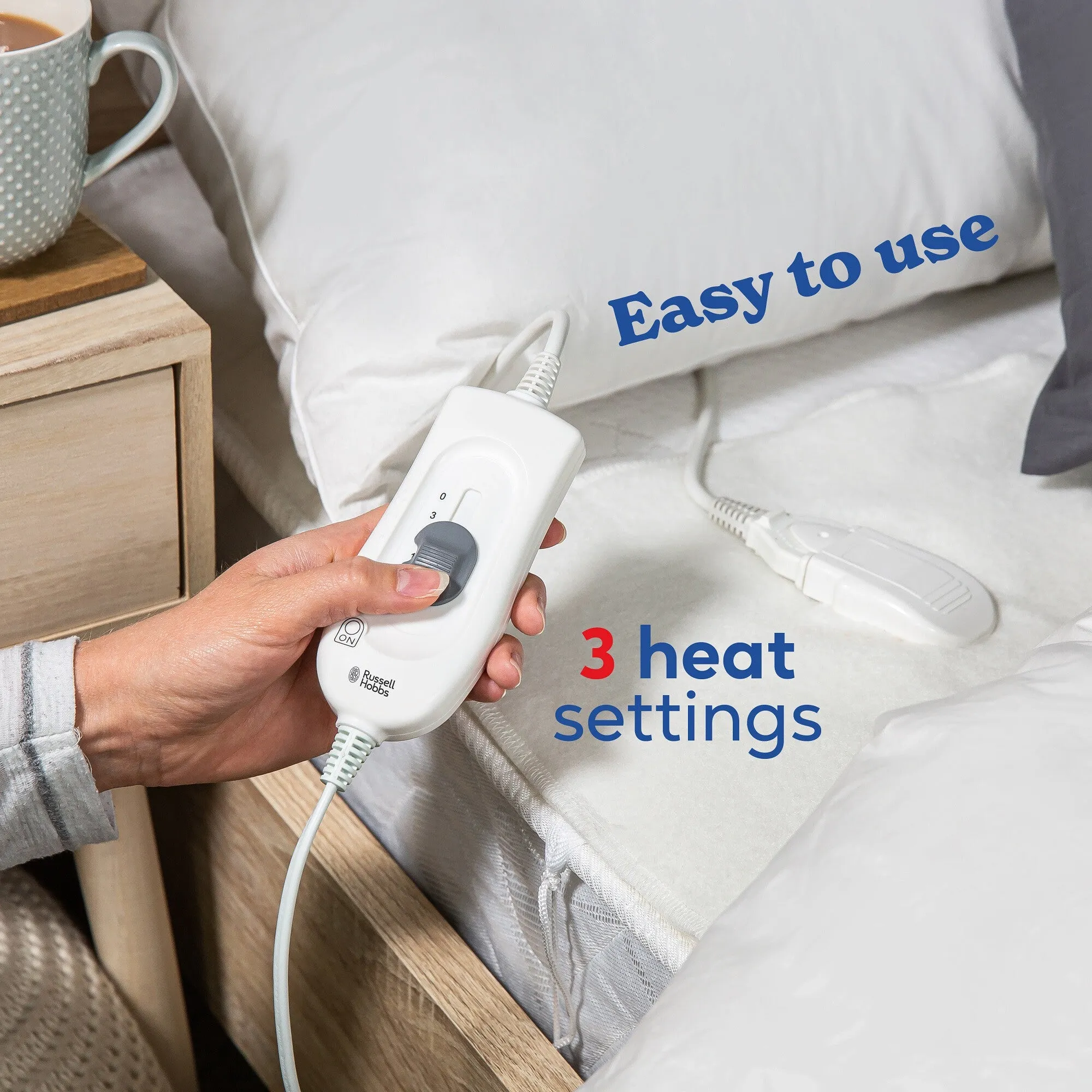 Russell Hobbs RHEDB6002 electric blanket Electric underblanket 90 W White Polyester
