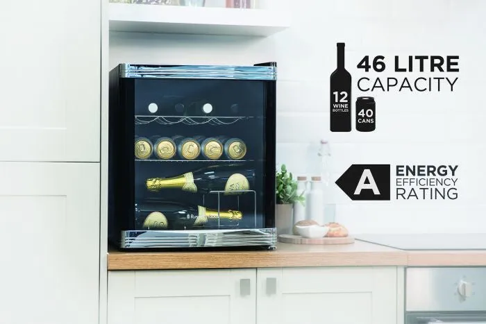 Russell Hobbs RHGWC1B-C wine cooler Thermoelectric wine cooler Freestanding Black, Stainless steel 12 bottle(s)