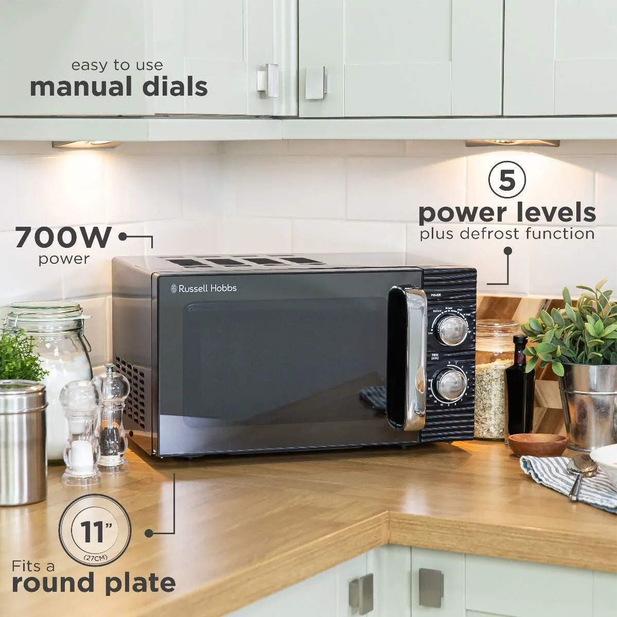 Russell Hobbs RHM1731B microwave Black Solo microwave Countertop 17 L 700 W
