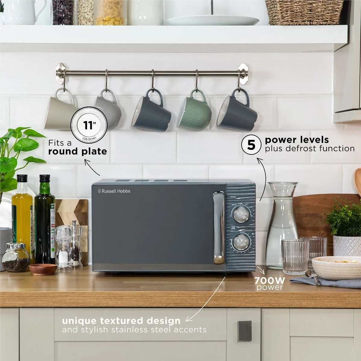 Russell Hobbs RHM1731G microwave Grey Solo microwave Countertop 17 L 700 W