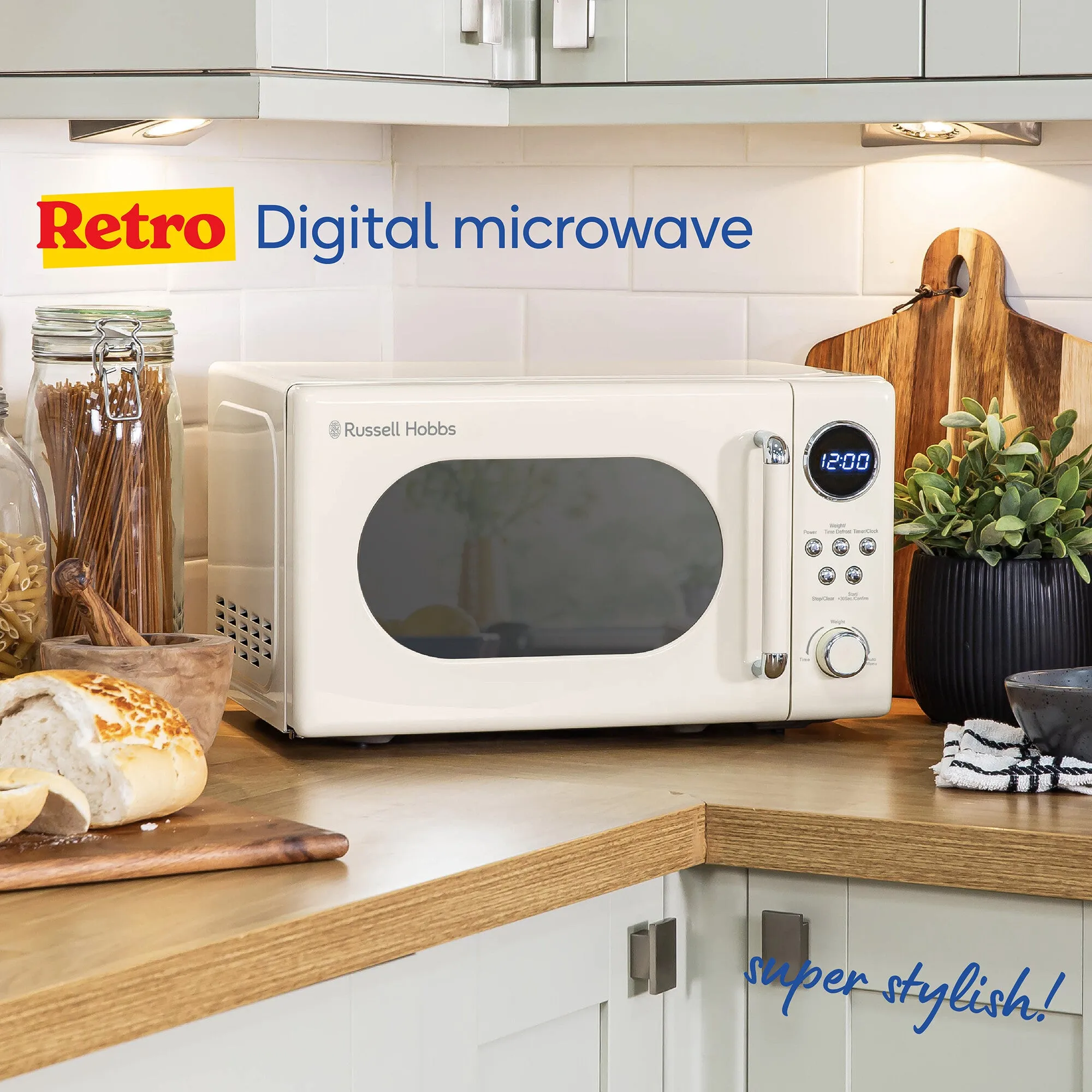 Russell Hobbs RHM2044C Retro Solo Digital Microwave 20L Cream