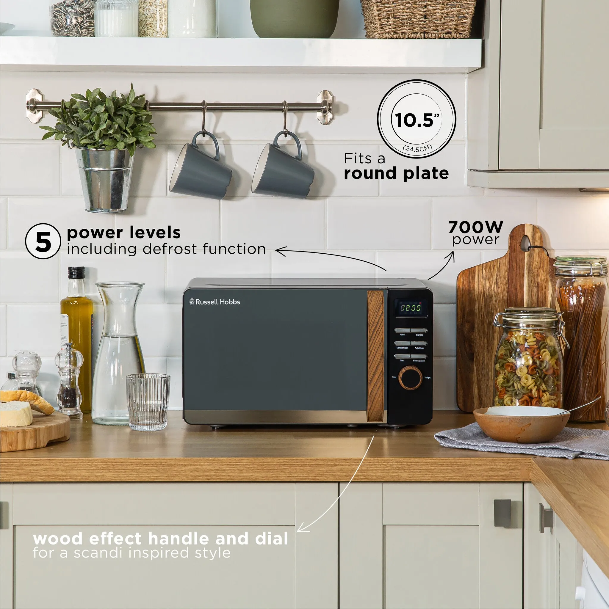 Russell Hobbs RHMD714B microwave White Solo microwave Countertop 17 L 700 W