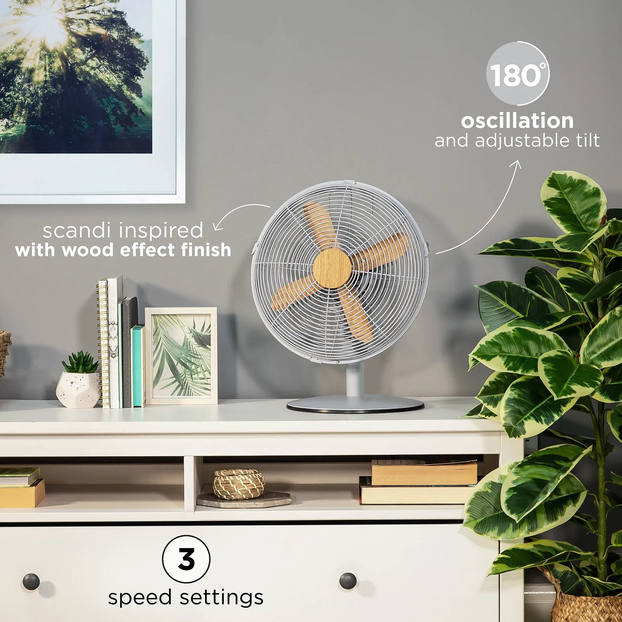 Russell Hobbs RHMDF1201WDG 12" Grey Scandi Style Desk Fan