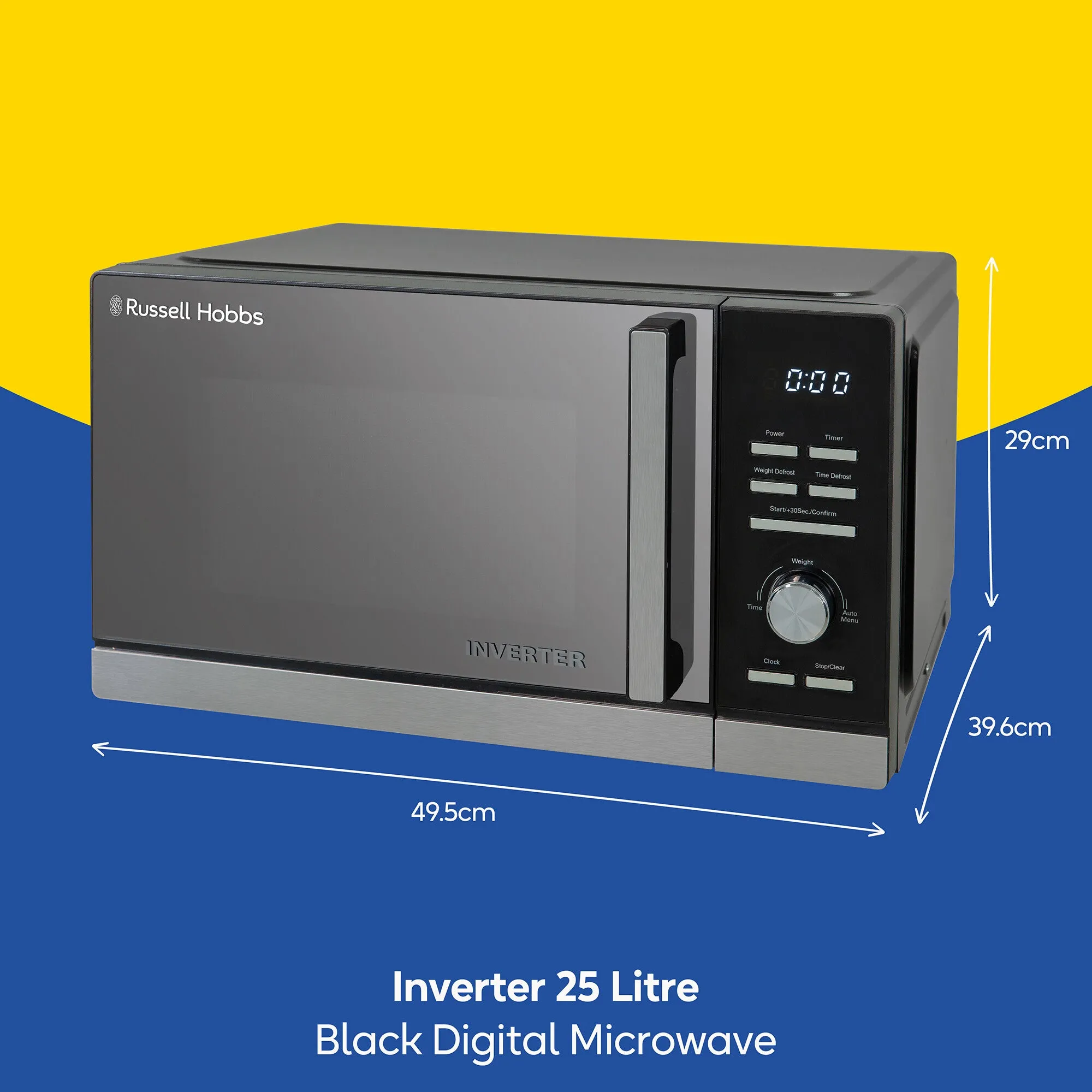 Russell Hobbs RHMI2503B microwave Black Solo microwave Countertop 25 L 900 W