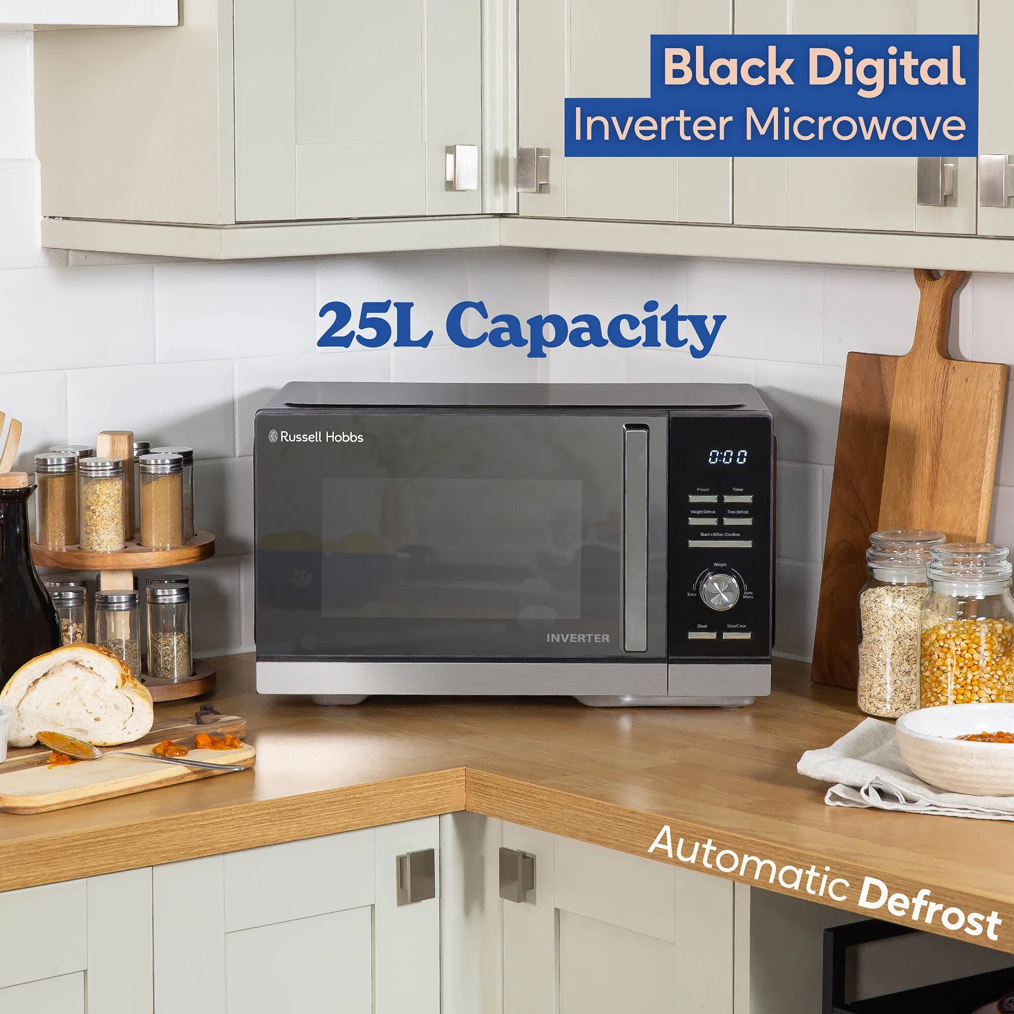 Russell Hobbs RHMI2503B microwave Black Solo microwave Countertop 25 L 900 W